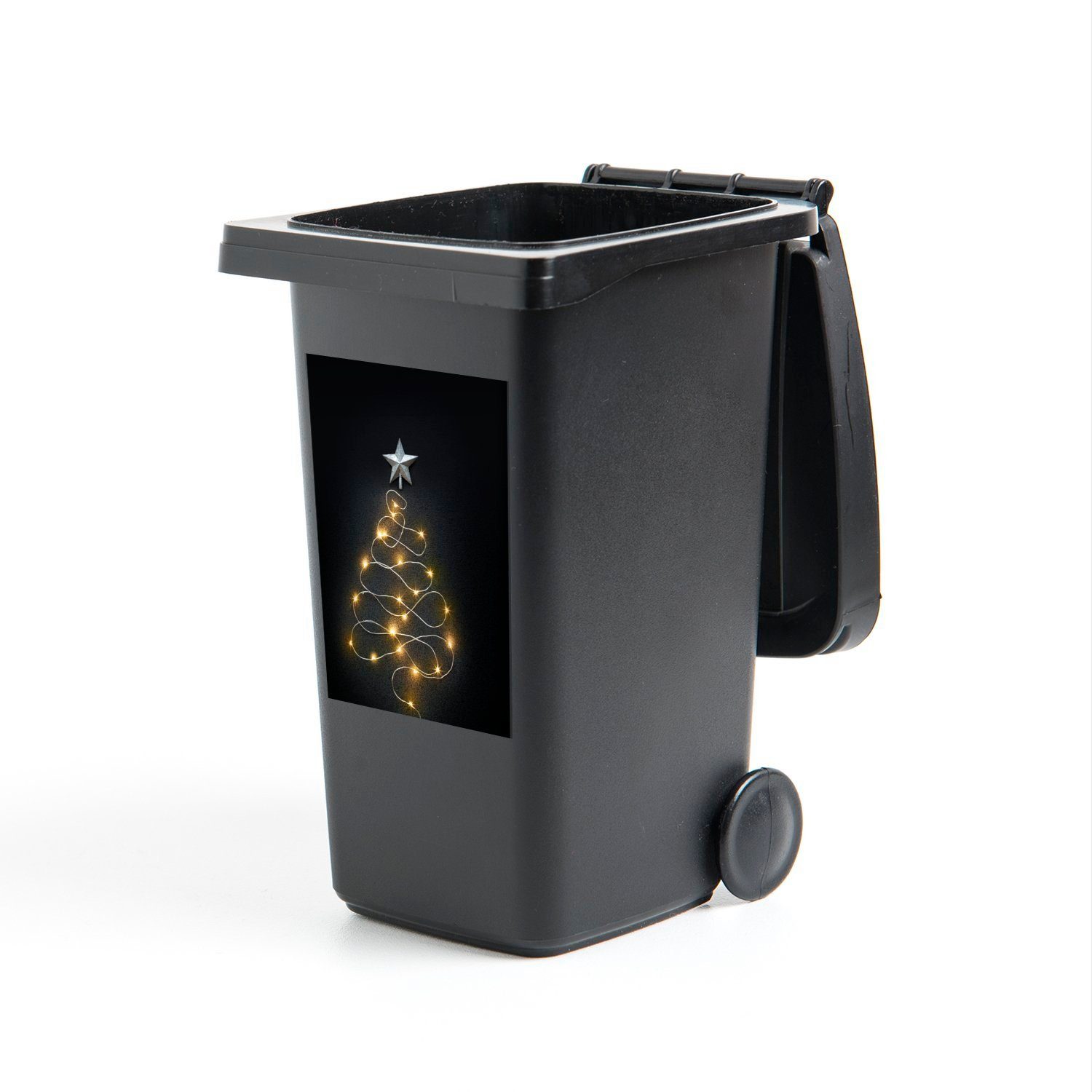 MuchoWow Wandsticker Stillleben - Weihnachtsbaum - Lichter (1 St), Mülleimer-aufkleber, Mülltonne, Sticker, Container, Abfalbehälter
