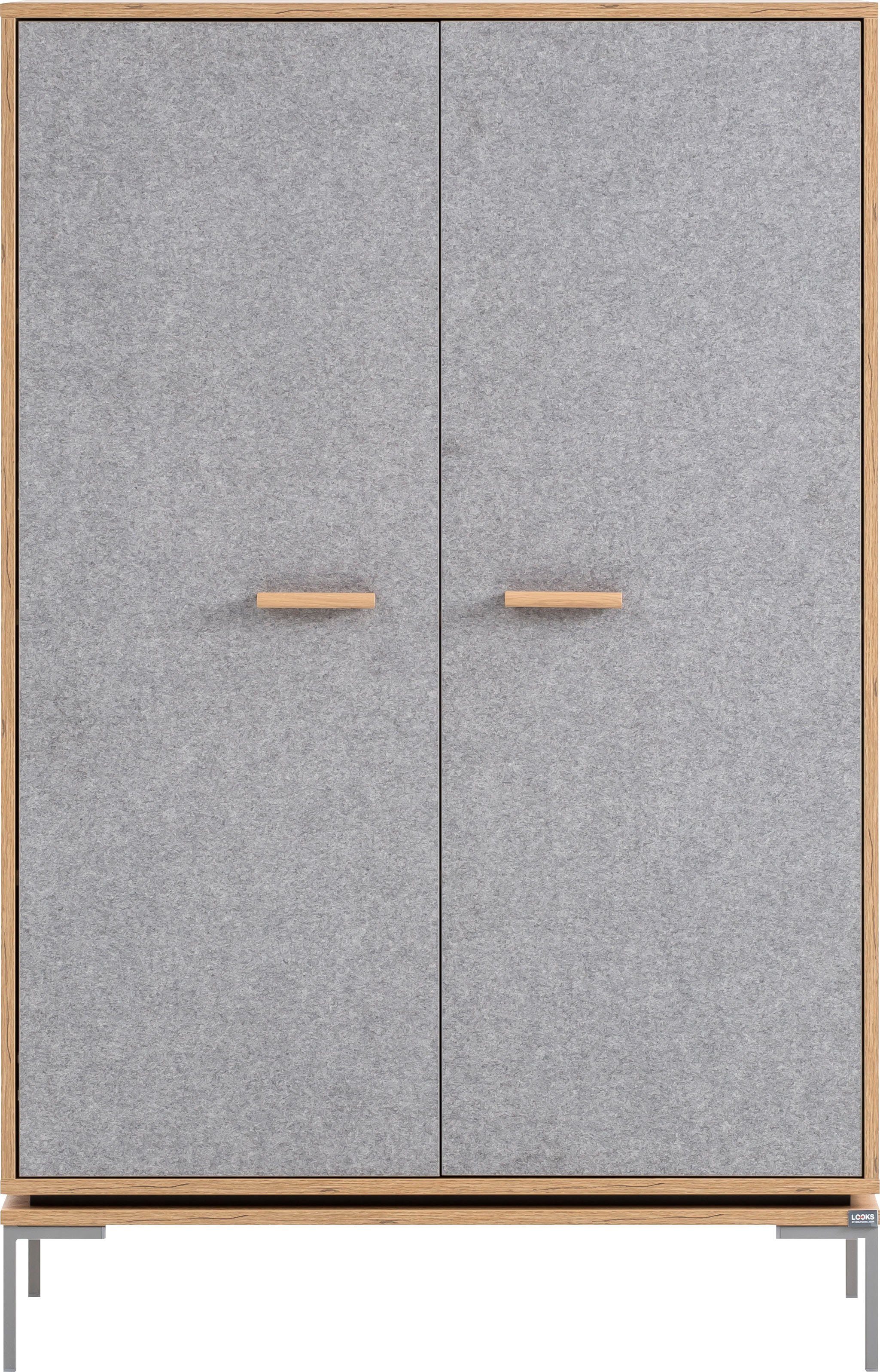 LOOKS by Wolfgang Joop Highboard Möbelfüße aus cm, 90,2 Beschläge und Breite Metall Looks