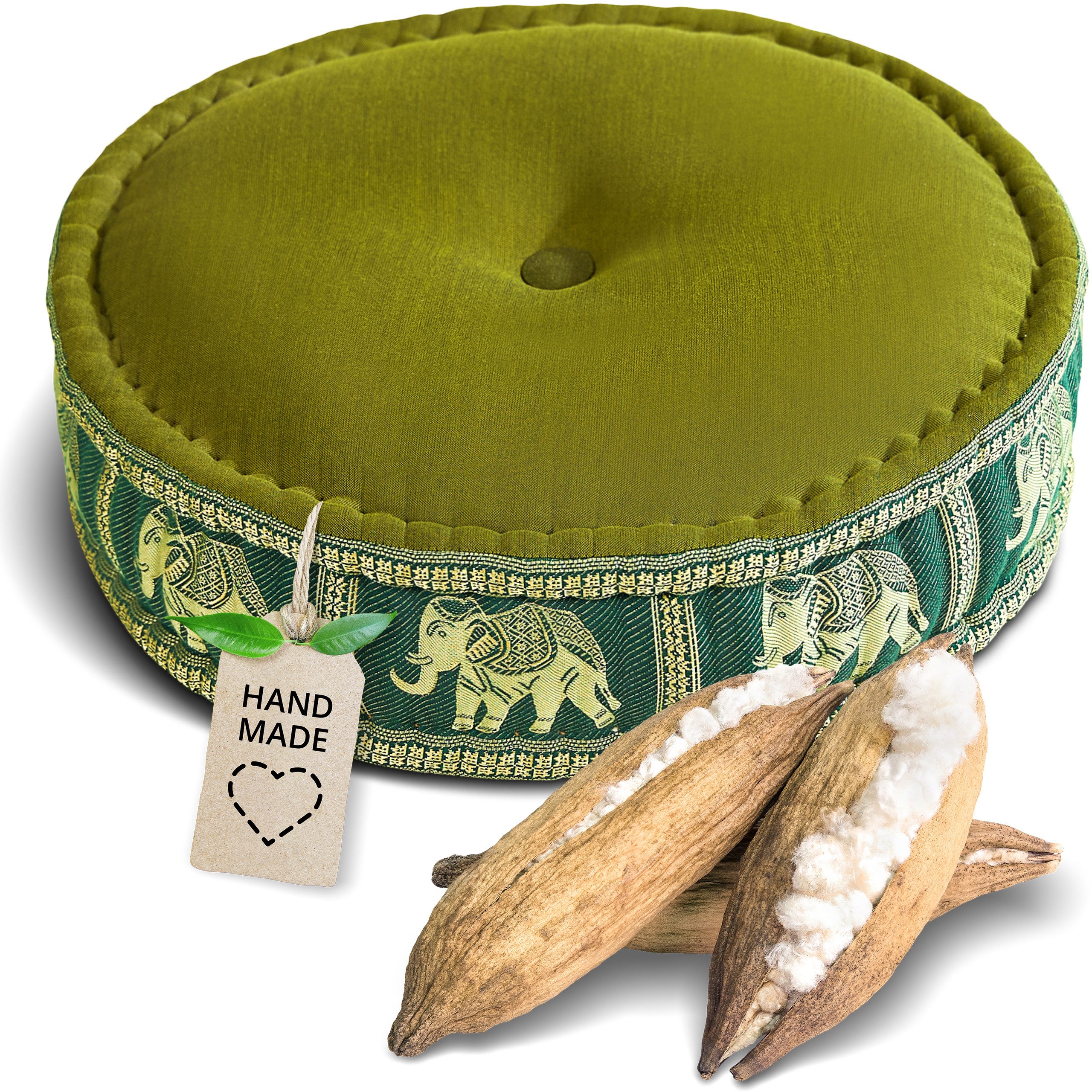 livasia Meditationskissen Zafukissen groß (Deluxe) - 45x15cm, Kapok, vegan, handgefertigt