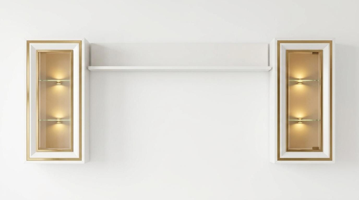 JVmoebel Wandregal Wandschrank Wandregal Stil modern weiß bequem praktisch Glas, 2-tlg. 2-tlg.