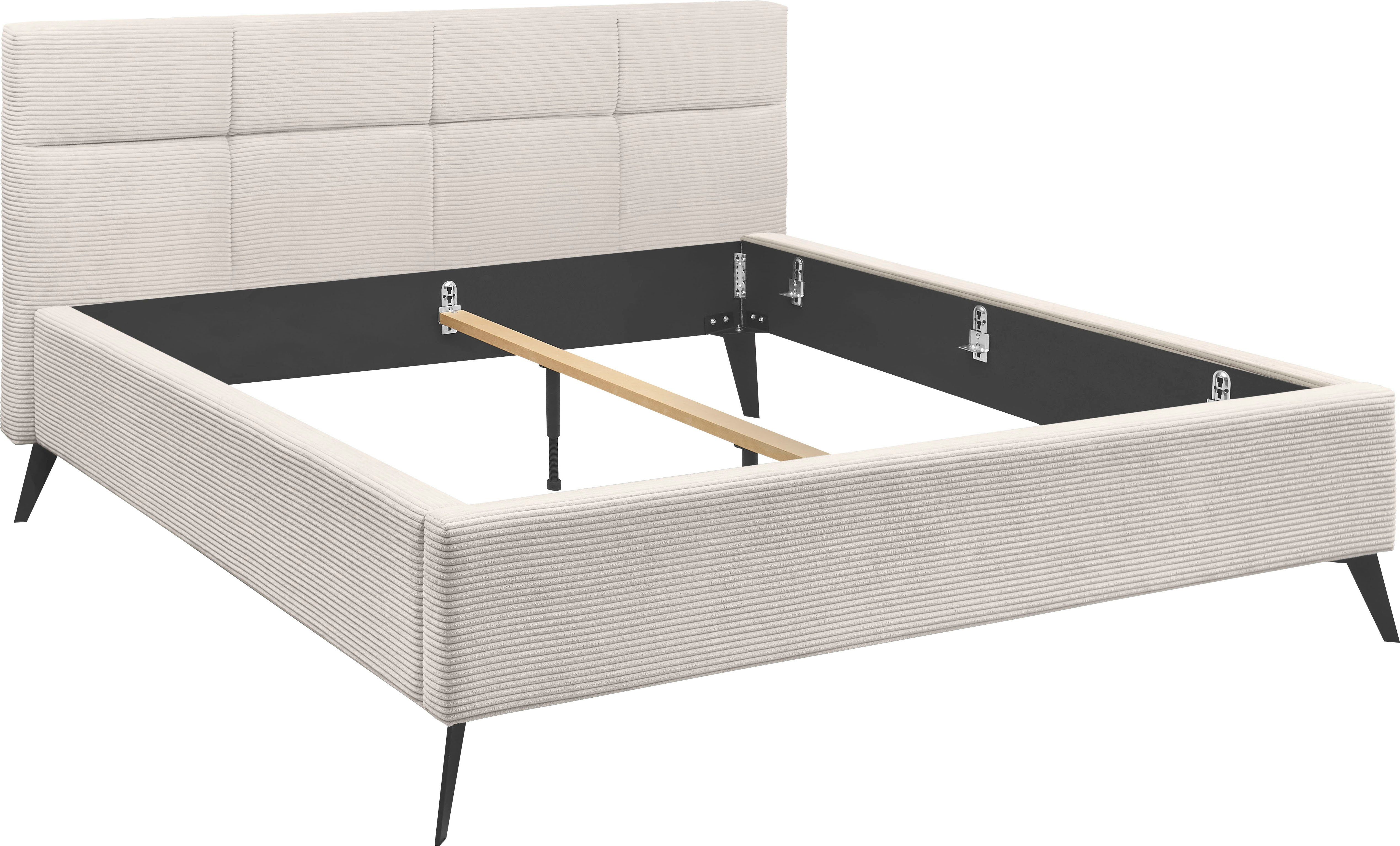 set one by Musterring Polsterbett Cary, wahlweise mit Matratze und Lattenrost, Füße Metall schwarz