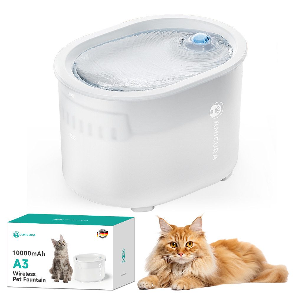AmiCura Trinkbrunnen 2025 Katzenbrunnen Kabellos mit großer 10000mAh Akku-K günstig online kaufen