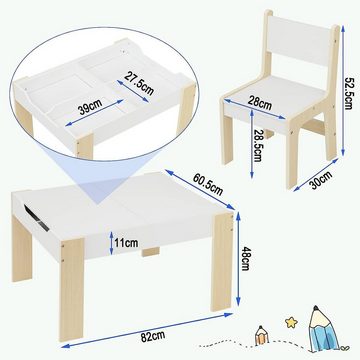 EUGAD Kindersitzgruppe, (Set, 3-tlg., Kindertisch mit 2 Stühlen), mit 4 Stauraum