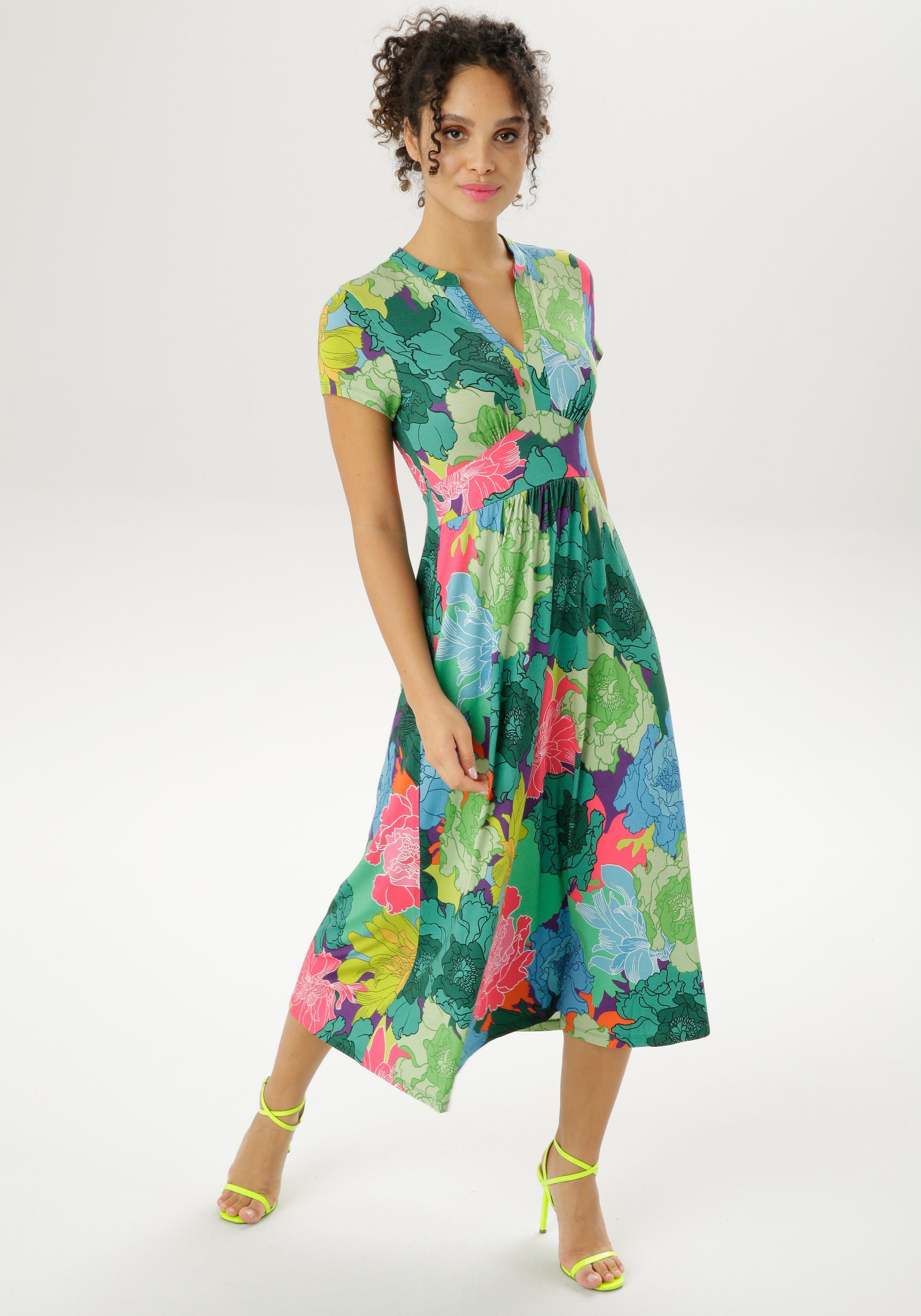 großflächigem, Blumendruck graphischem Sommerkleid CASUAL mit Aniston