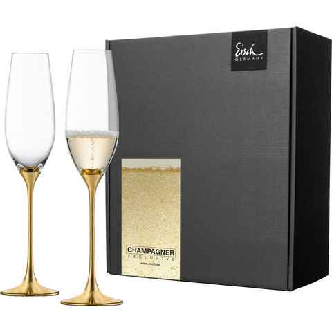 Eisch Sektglas Champagner Exklusiv, Kristallglas, Auflage in Echtgold, 180 ml, 2-teilig