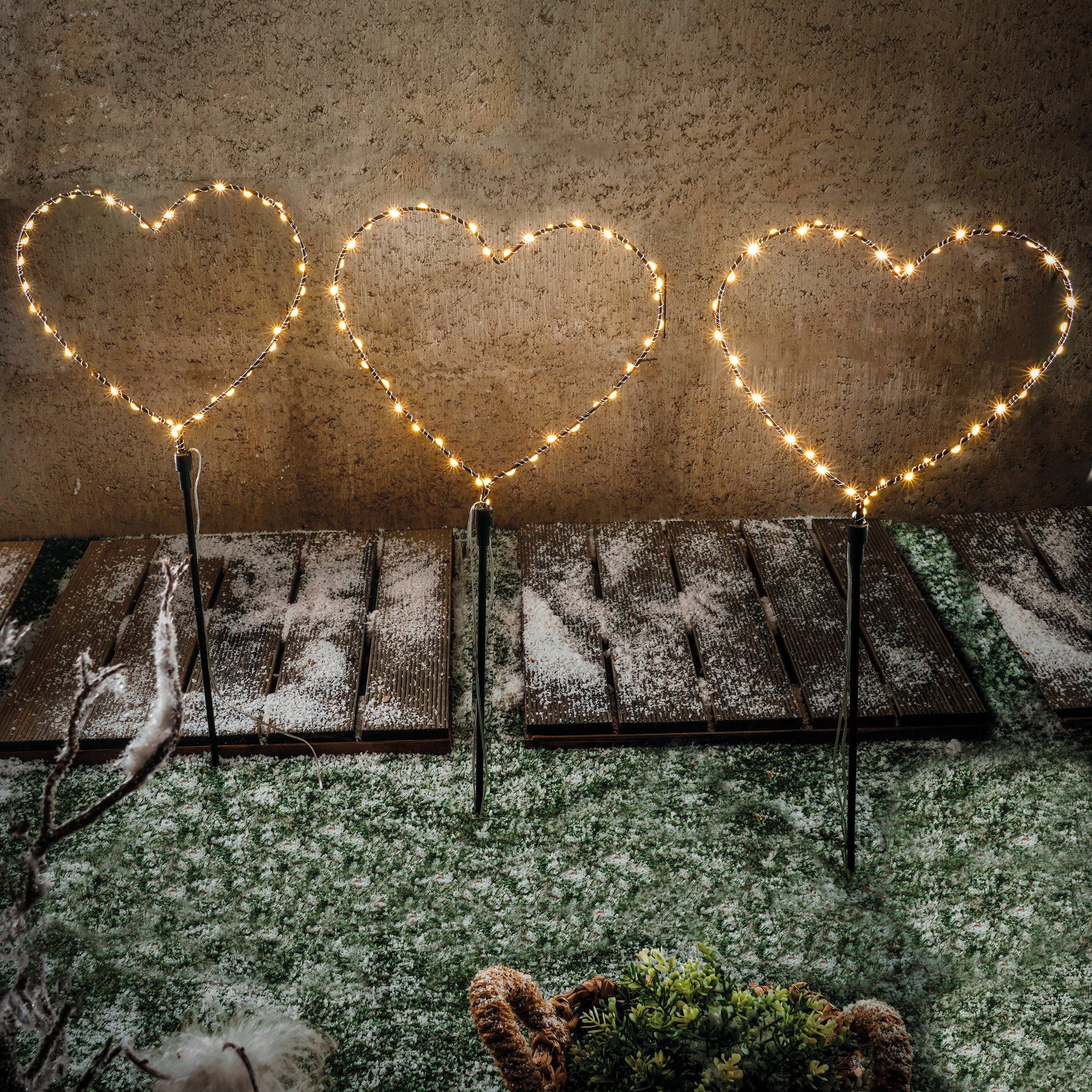 esotec LED Gartenleuchte Solar Weihnachtsdeko Herztrio günstig online kaufen