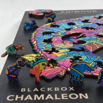 ANIWOOD Konturenpuzzle ANIWOOD,Chamäleon,Holz,mehrfarbig, 100 Puzzleteile, Größe S (15,9 x 14,0 x 0,5 cm)