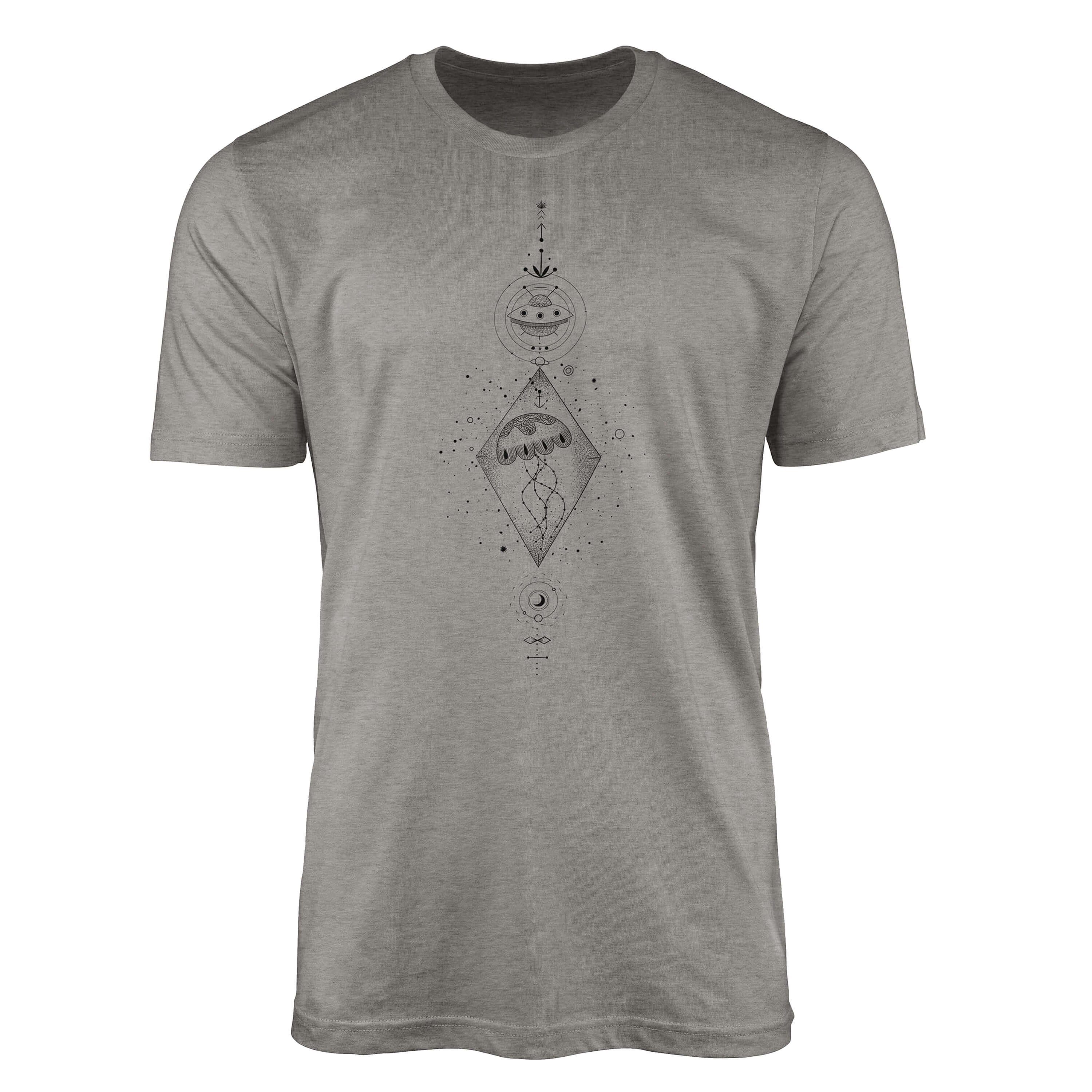 feine angenehmer Serie Ash T-Shirt Art Tragekomfort Struktur Symbole Premium Alchemy T-Shirt Sinus No.0059