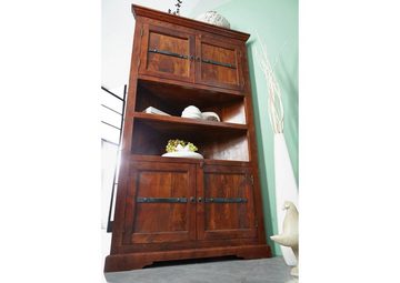 Massivmoebel24 Dreh-/Schwebetürenschrank Eckschrank Akazie 107x54x190 nougat lackiert OXFORD #526