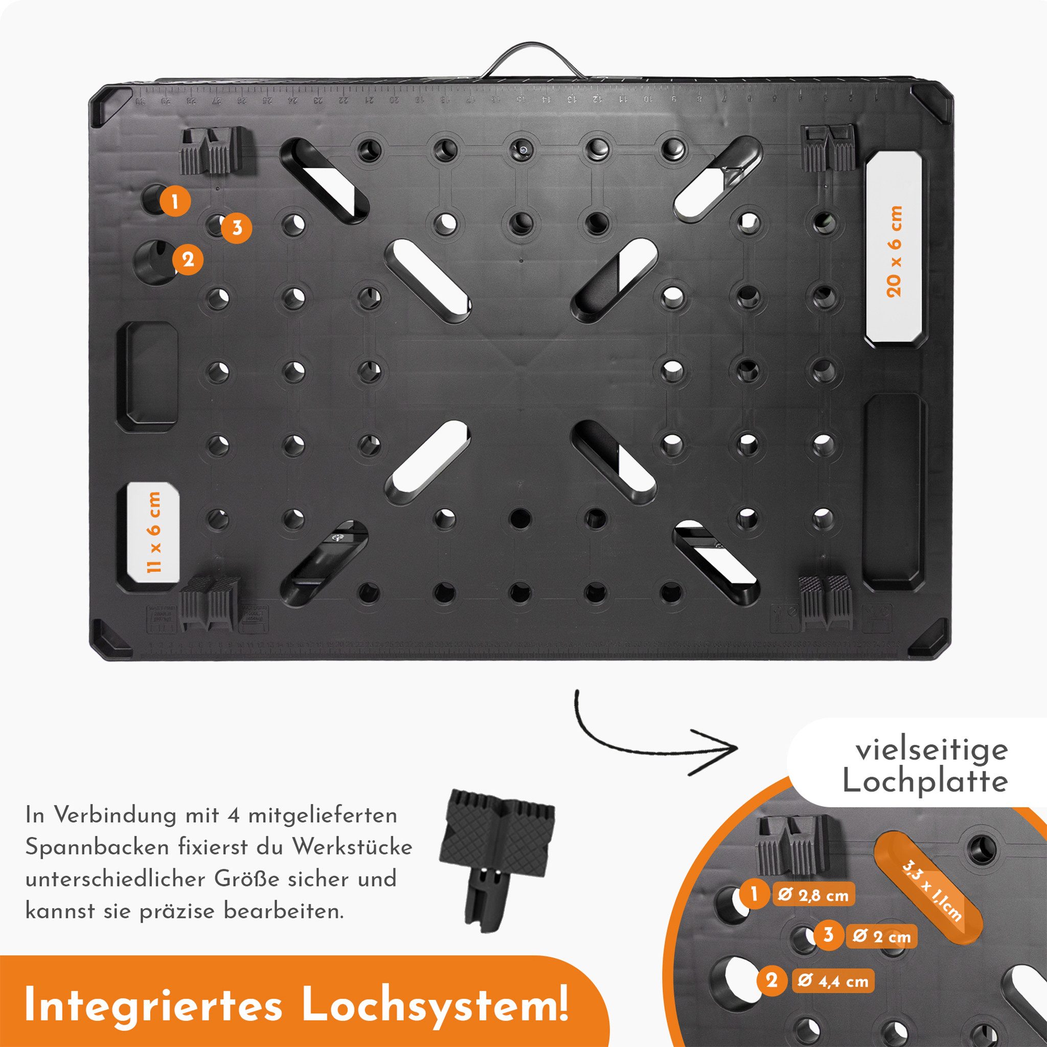 Lemodo Werkbank klappbar - mobiler Spanntisch, Arbeitstisch bis 454 kg, 86,5x59,5x80,5 cm L/B/H