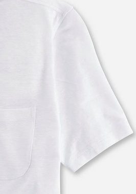 OLYMP Poloshirt im Hemden-Look mit Leinen in sommerlicher Casual-Optik