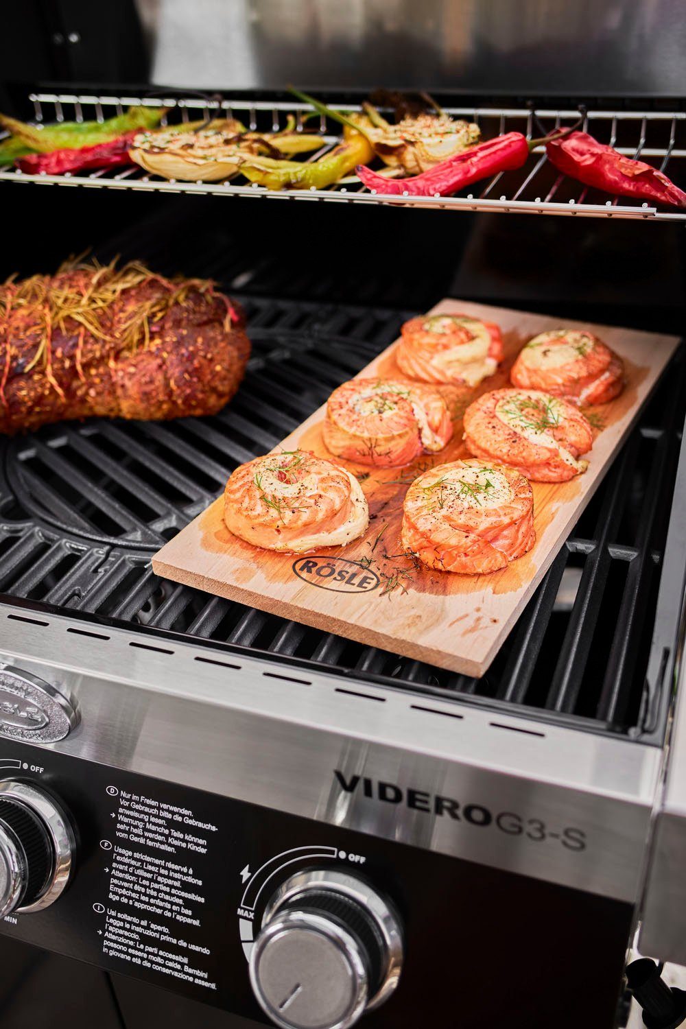 RÖSLE Aromaplanke Holzplanke Erlenholz, 25174, Massivholz, (2-St), für Holzaroma im Grillgut, mehrfach verwendbar, Naturprodukt