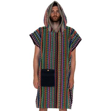 Lou-i Badeponcho Surfponcho bunt Made in Germany Badeumhang, Kapuze, Tasche mit Knopf, mit Kapuze und Tasche