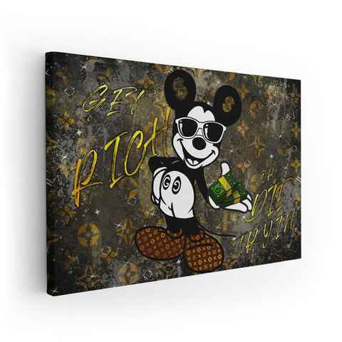 ArtMind XXL-Wandbild Micky - Get rich, Premium Wandbilder als Poster & gerahmte Leinwand in 4 Größen, Wall Art, Bild, Canva