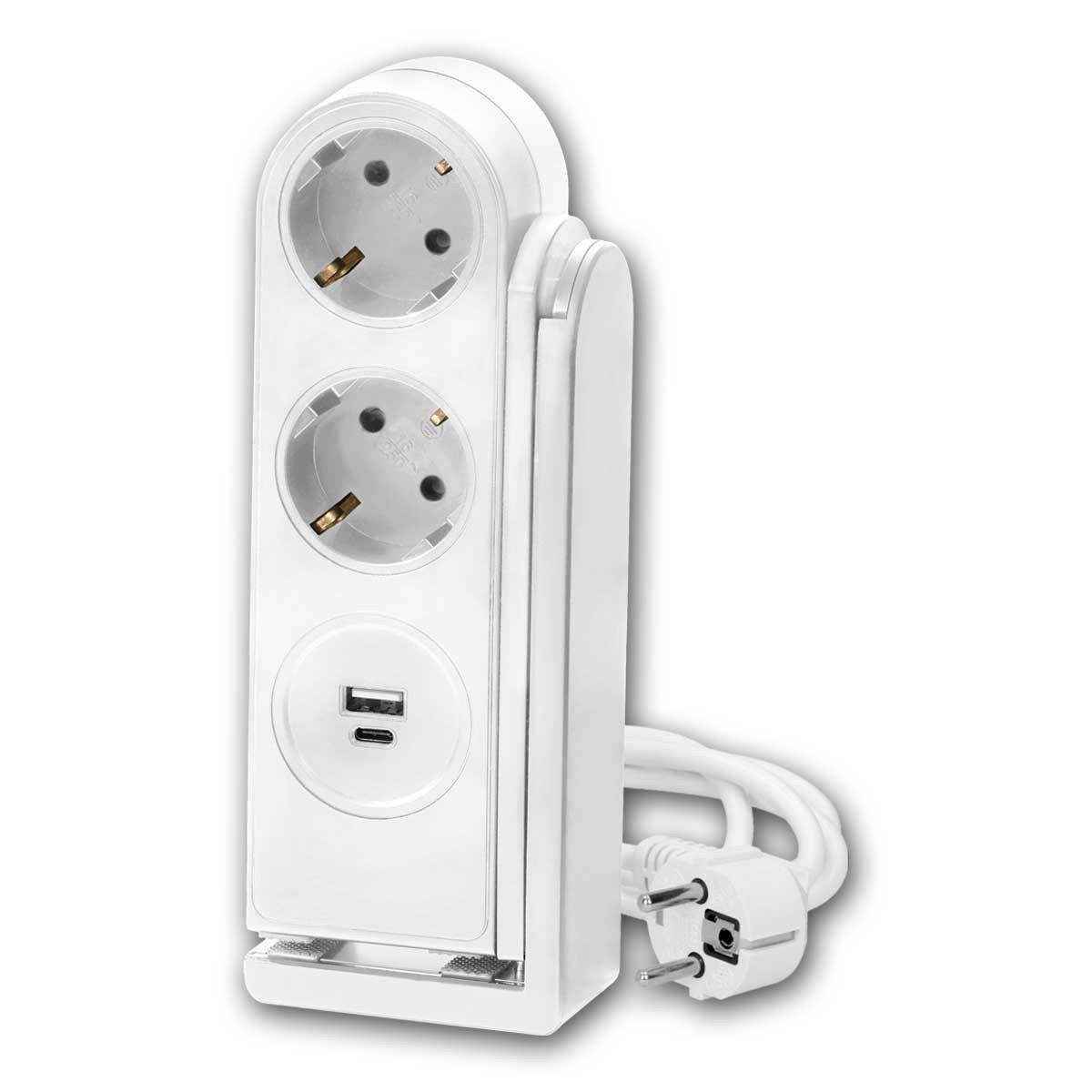 world-trading-net Steckdose Schreibtisch-Steckdose mit USB-A & C, Halteclip