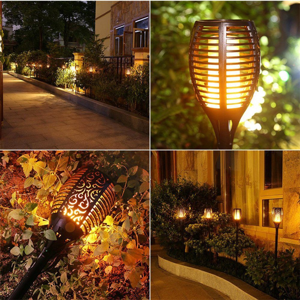 PRECORN LED Gartenleuchte Flammen Solarleuchte LED Fackeln Gartenfackel Solar Gartenbeleuchtung