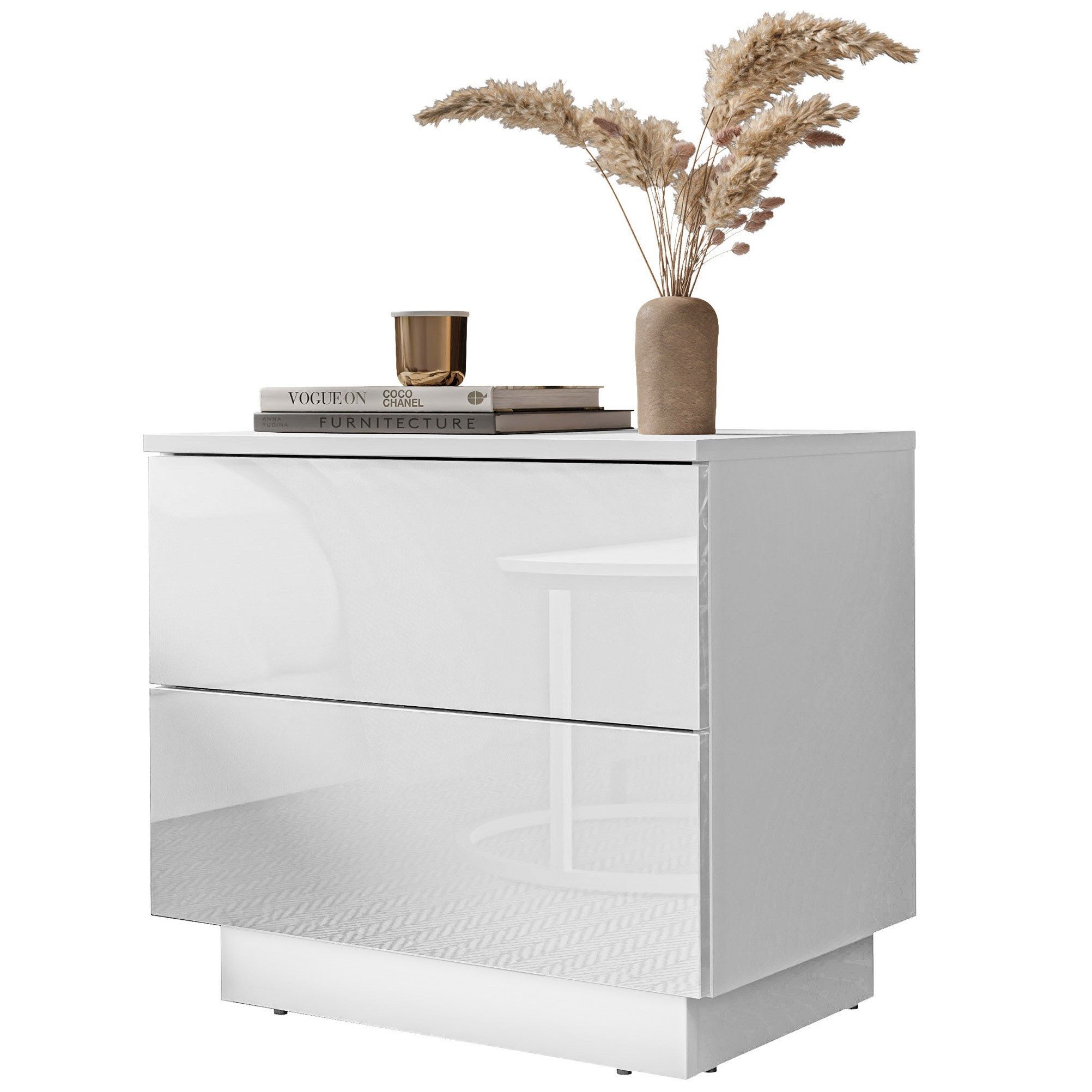 Nachttisch LINA mit Push-Open System Hochglanz LED
