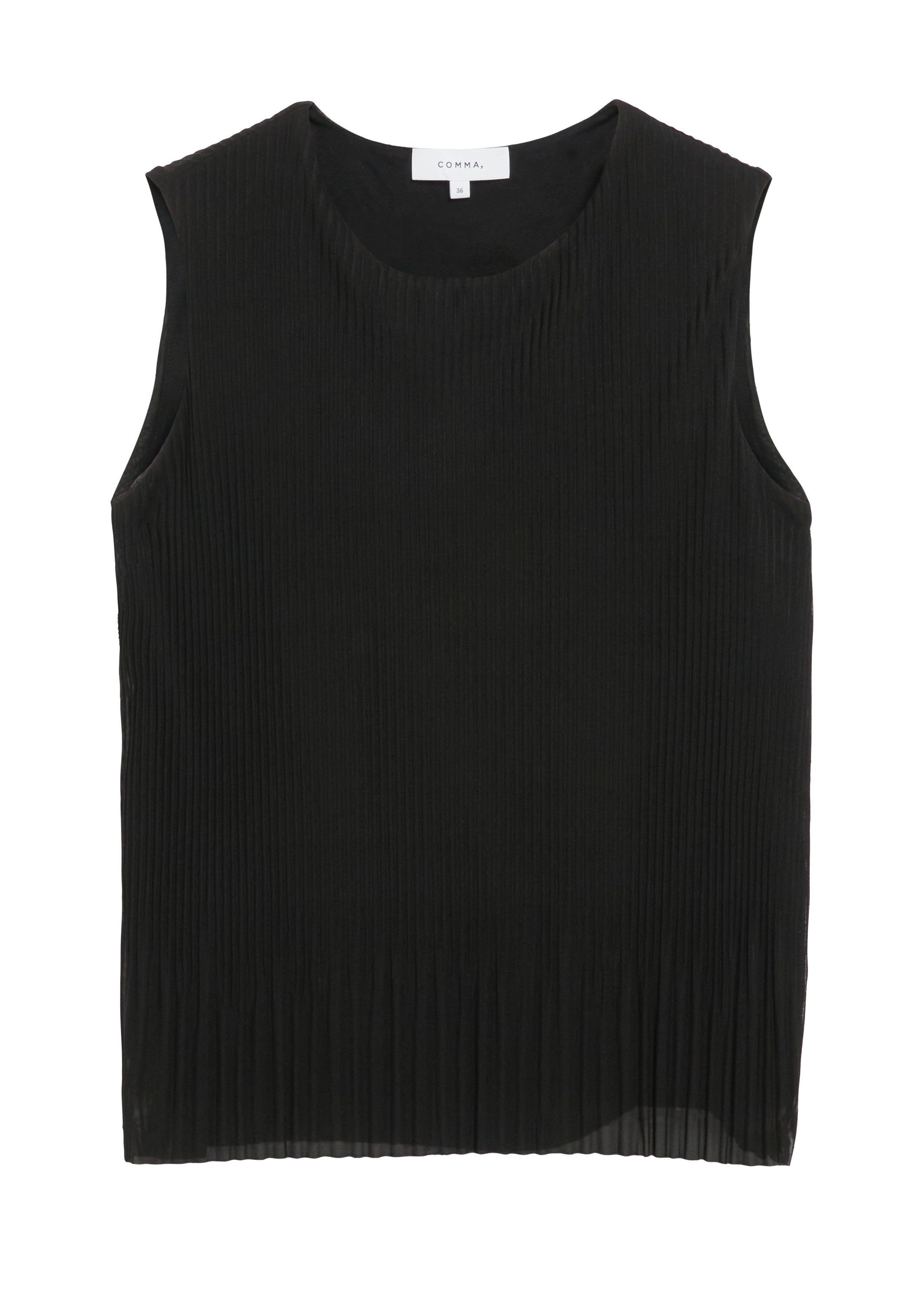 comma Muskelshirt T-Shirt Plissiertes Mesh-Top