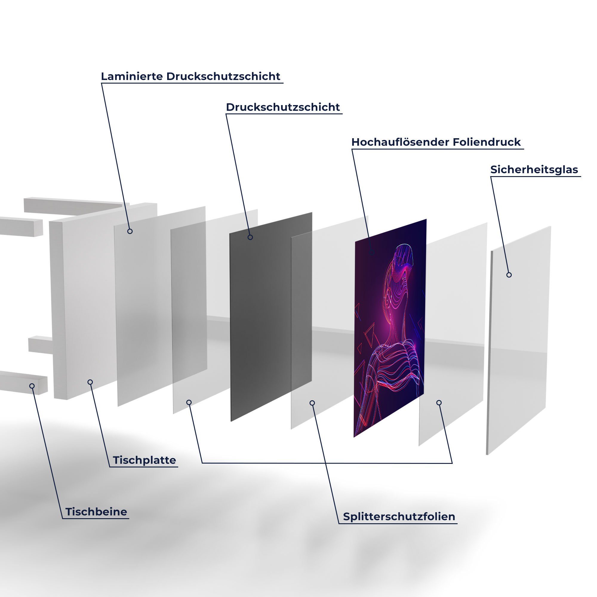 DEQORI Beistelltisch Glastisch Glas mit VR-Brille', modern Couchtisch Weiß 'Mann