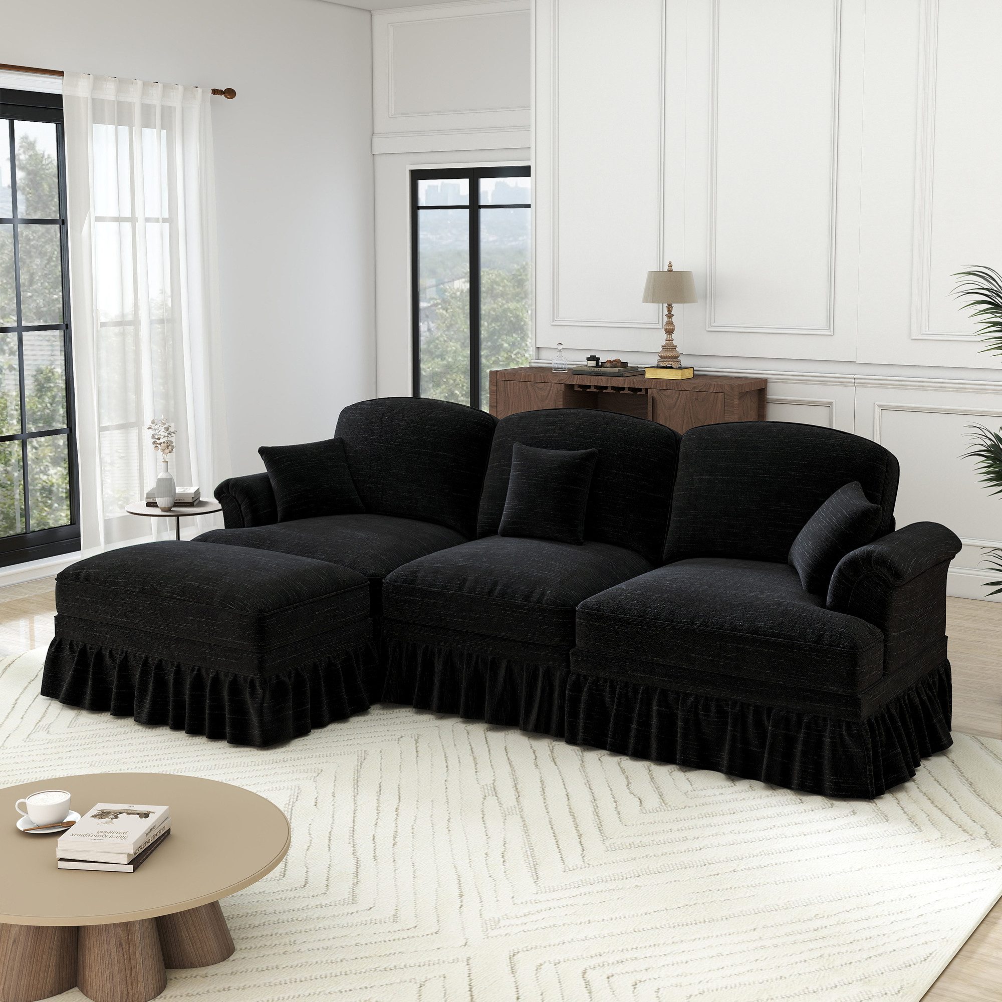 STILVORA Schlafsofa 3-Sitzer Sofa mit Fußbank für Schlaf-, Wohnungen und Büros