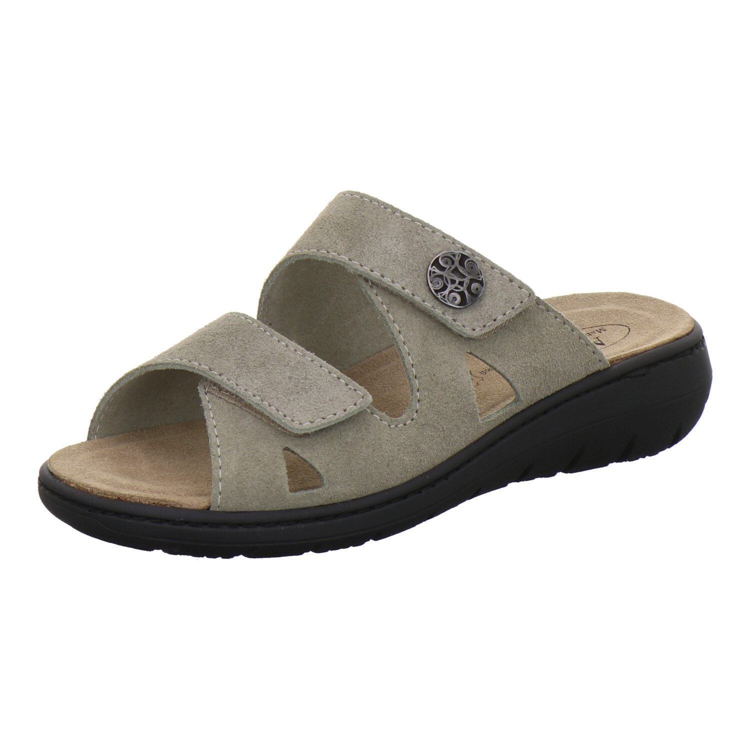 AFS-Schuhe 280886 Wechselfußbett Pantolette für Damen mit Keilabsatz, bequeme Sandalen aus Leder