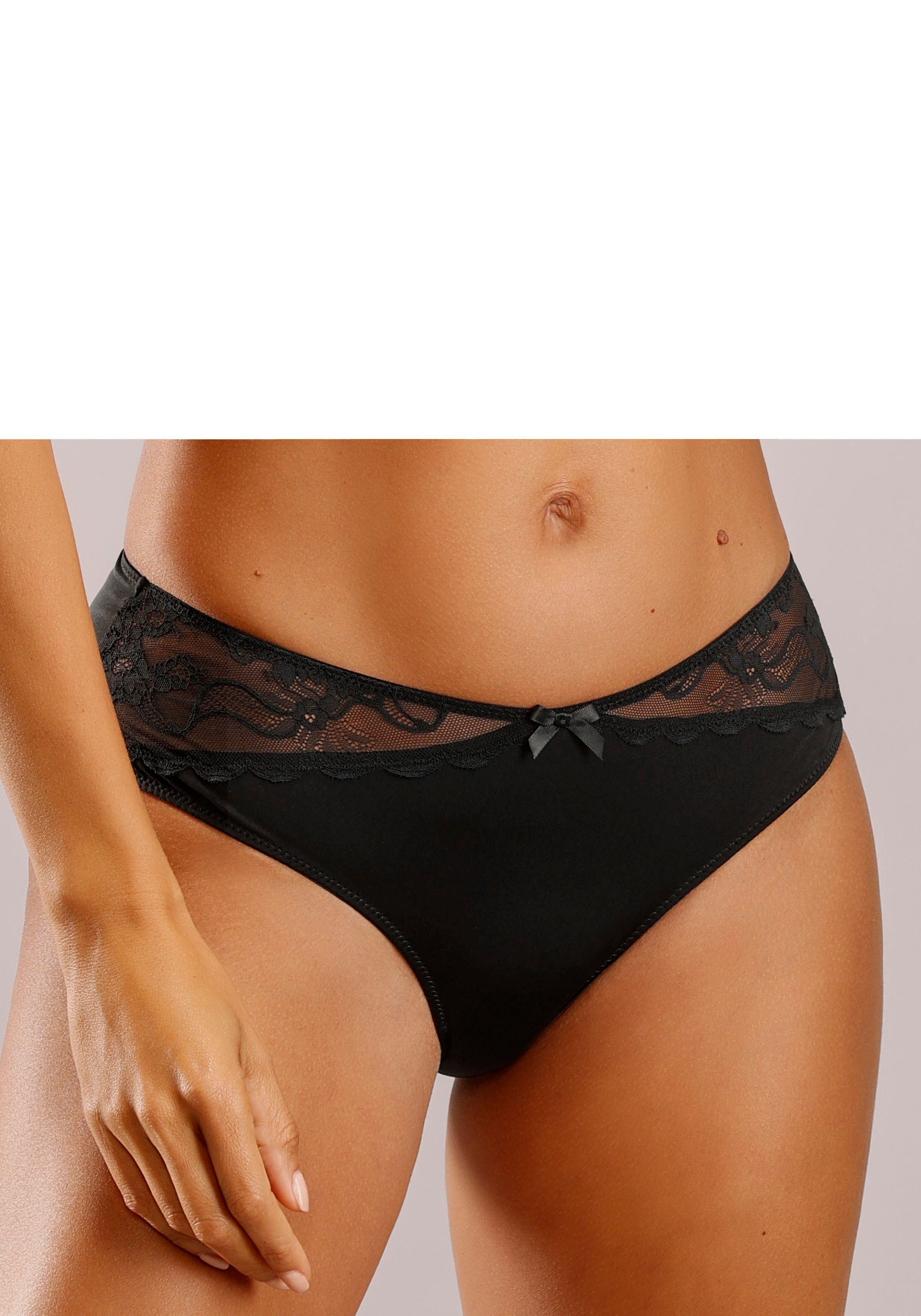 LASCANA Tanga Vittoria mit Spitzeneinsätzen schwarz | String Tangas