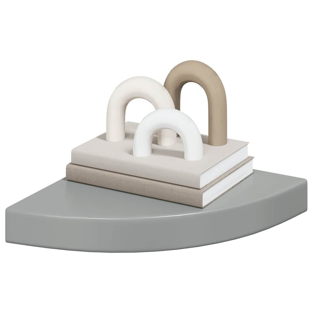 furnicato Wandregal Eck-25x25x3,8 cm Hochglanz-Grau aus Waben-MDF und Metall, 1-tlg., Schwebendes Wandboard mit unsichtbarer Montage und 5 kg Traglast