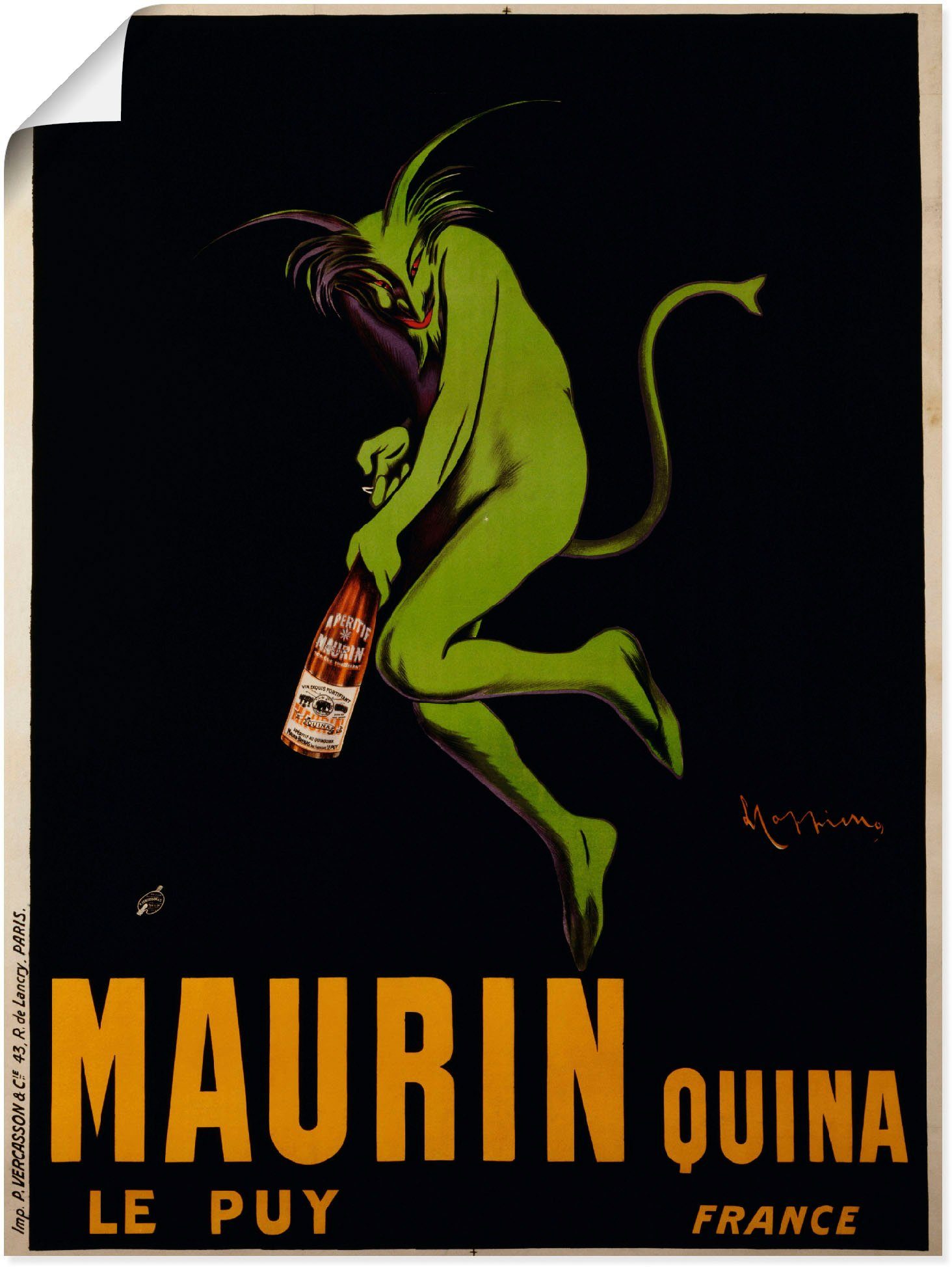 Schilder Leinwandbild, (1 Größen als St), Wandaufkleber Um 1922, Quina. Poster Maurin oder versch. Wandbild in Artland