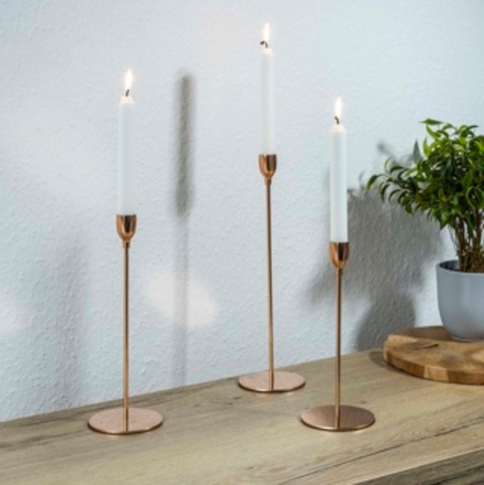 Haushalt International Kerzenhalter Kerzenhalter Set 3-teilig Farbe: kupfer (1 St)