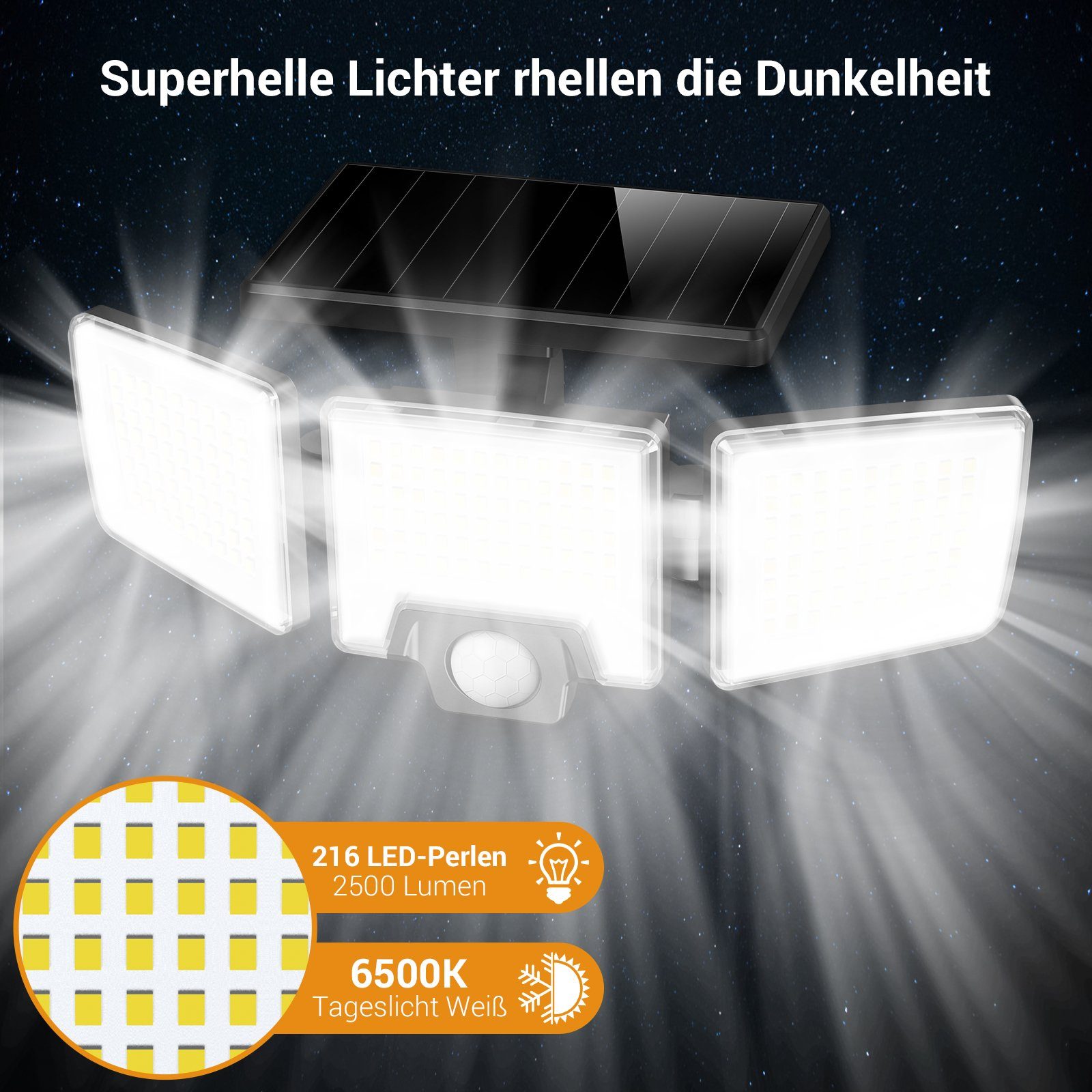 Novostella LED Solarleuchte Solarleuchte LED Solarlampe Fluter mit IR-Fernbedienung Außen Garten, LED fest integriert, LED Solar Lampe