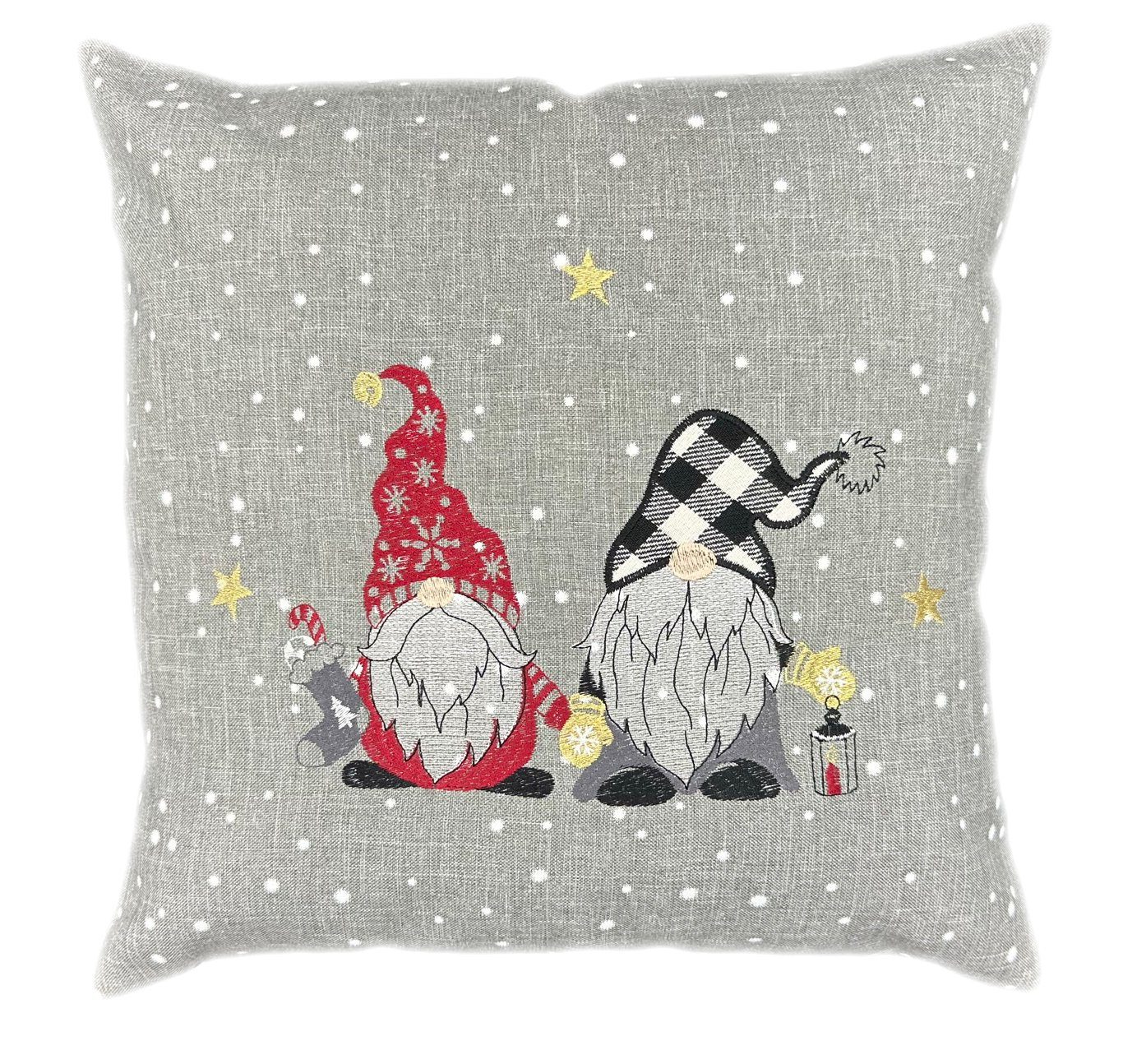 Advent Kissenhülle mit hellgrau TextilDepot24, Motiven verschiedenen Reißverschluss Weihnachten Winter, mit