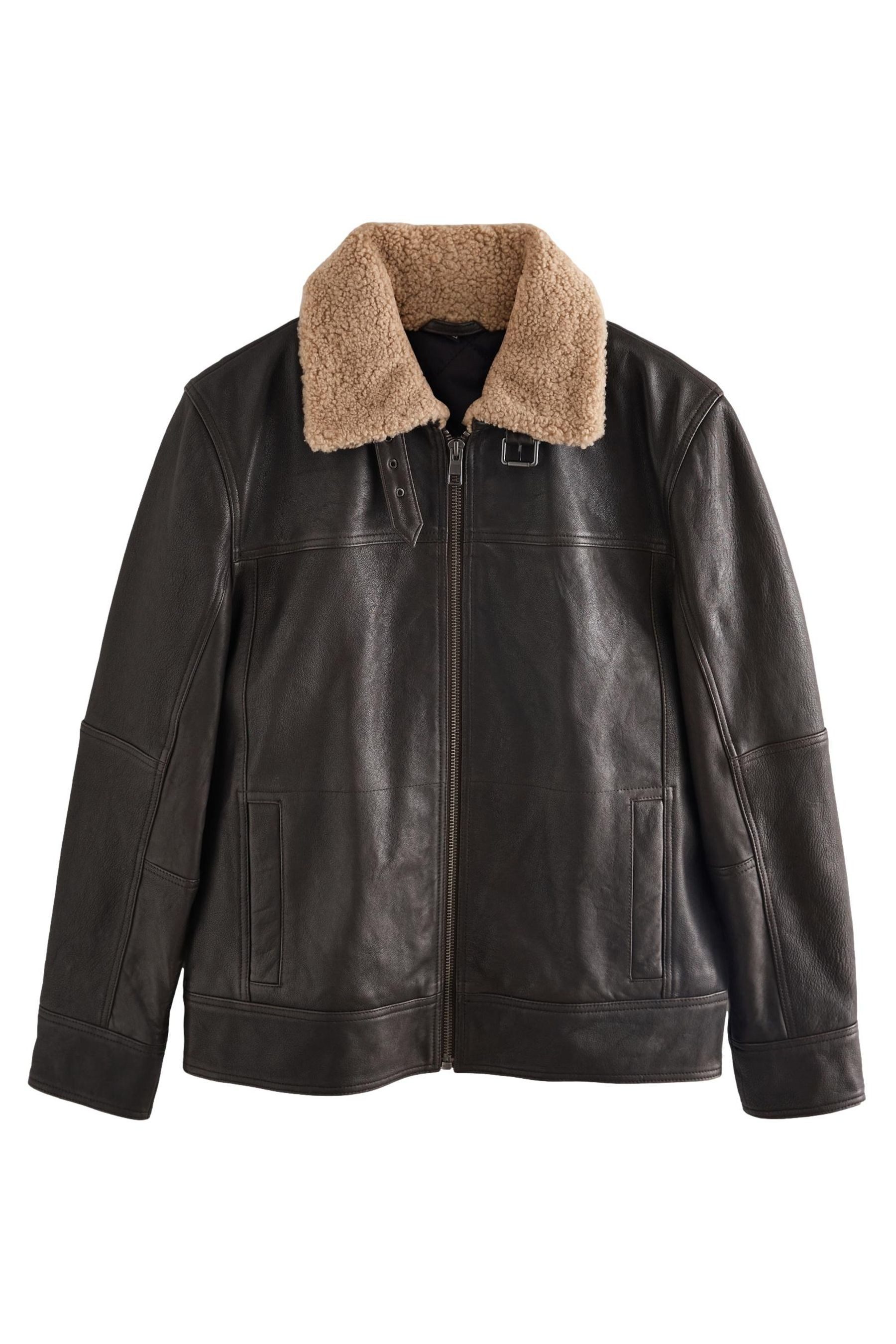 Next Lederjacke Lederjacke mit Shearling-Kragen (1-St)
