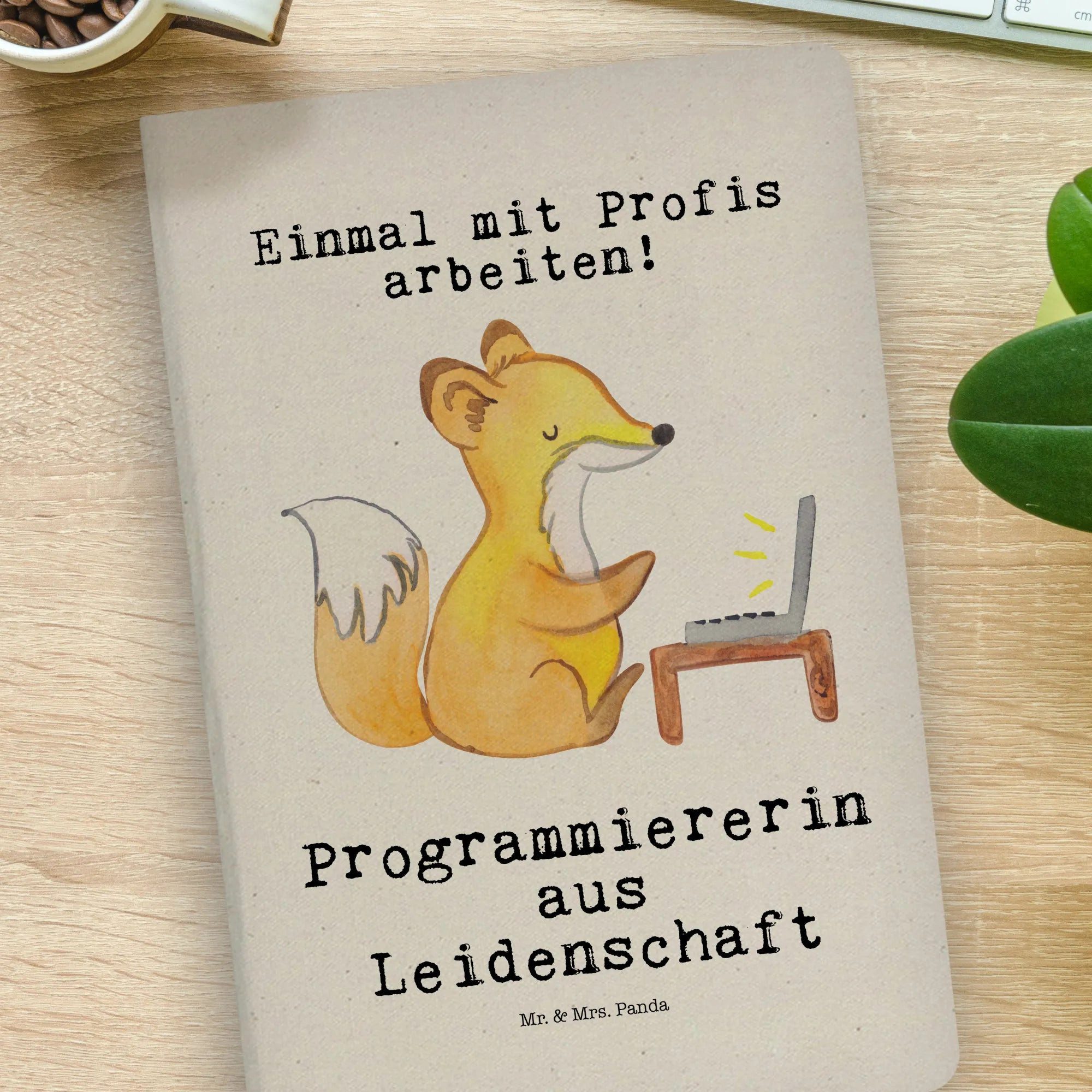 Thumbnail - Mr. & Mrs. Panda Notizbuch Programmiererin Leidenschaft - Transparent - Geschenk, Stoff Notizbuc Mr. & Mrs. Panda, Bezau...