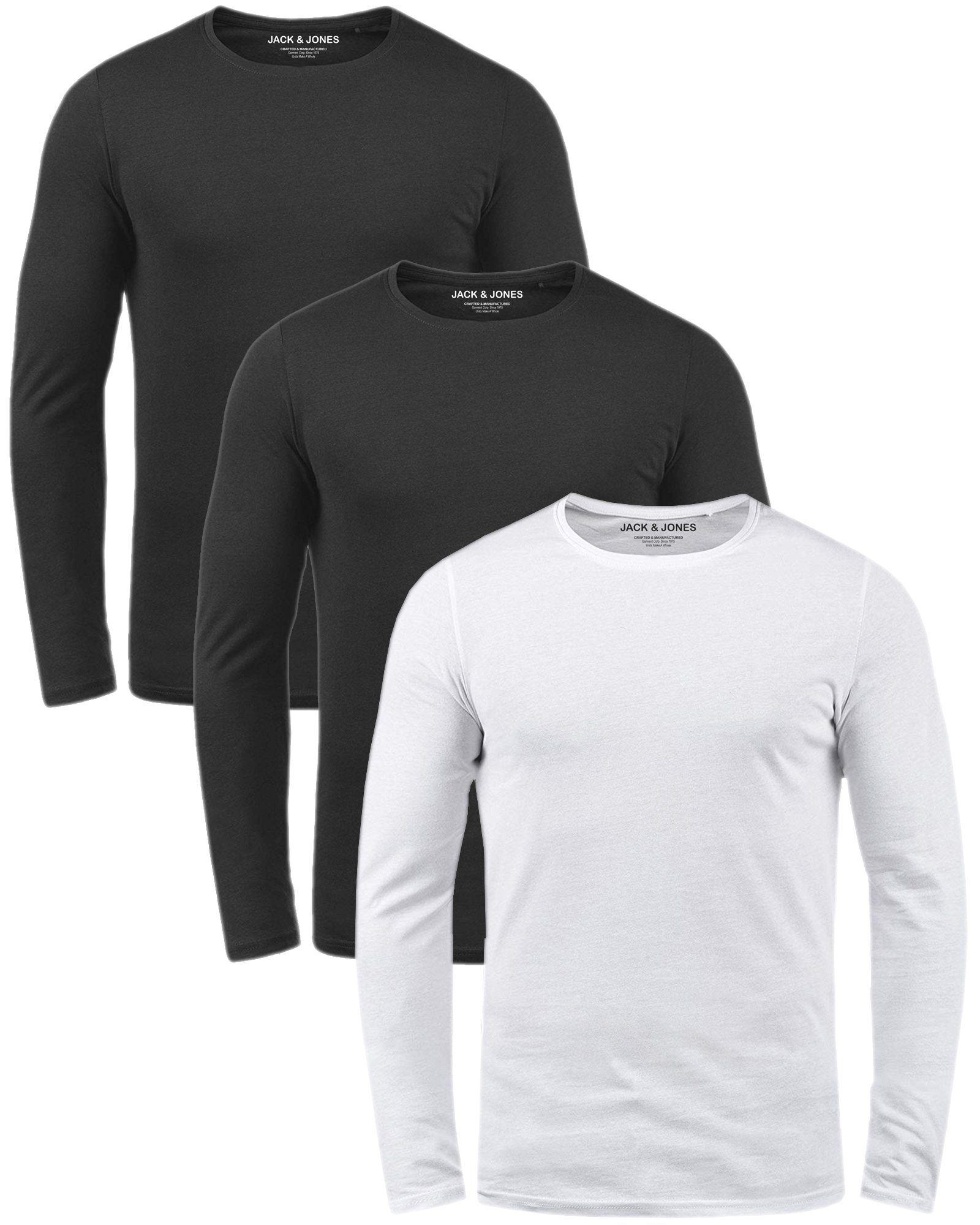 Shirt 18 Jack mit 3er Jones Pack Rundhalsauschnitt Basic (3er-Pack) Langarmshirt & Mix