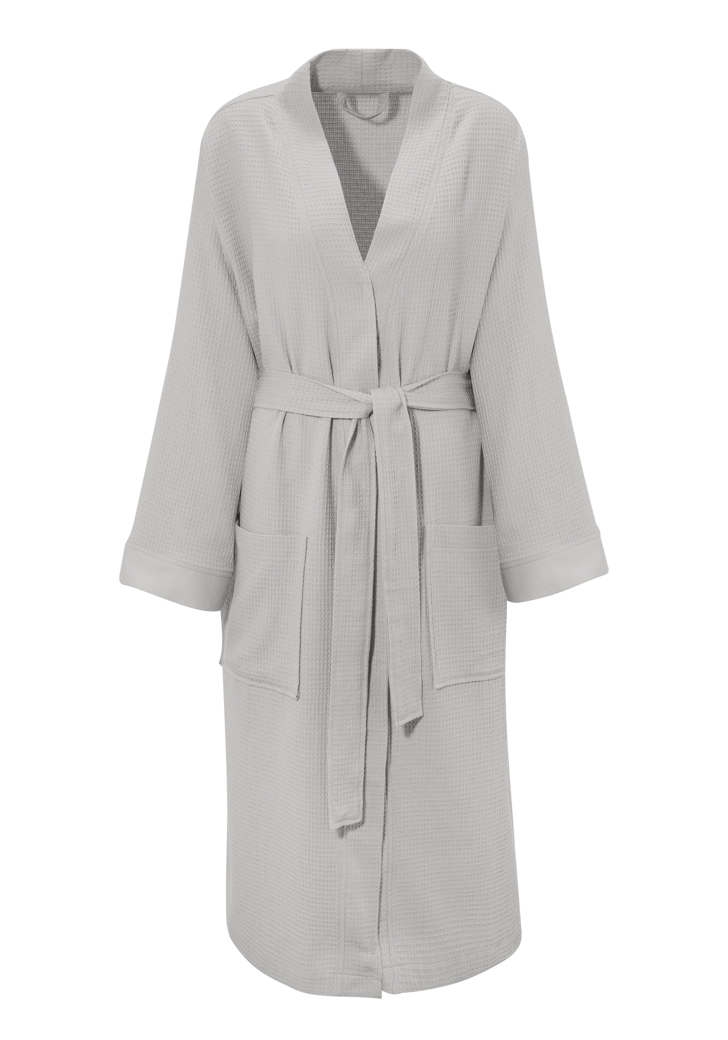 OTTO home Unisex-Bademantel Vanessa, ideal für Sauna & Spa, Hotelbademantel, Morgenmantel, Langform, Baumwolle, Kimono-Kragen, Gürtel, Taschen, Damen & Herren,  – Bild 2 von 5