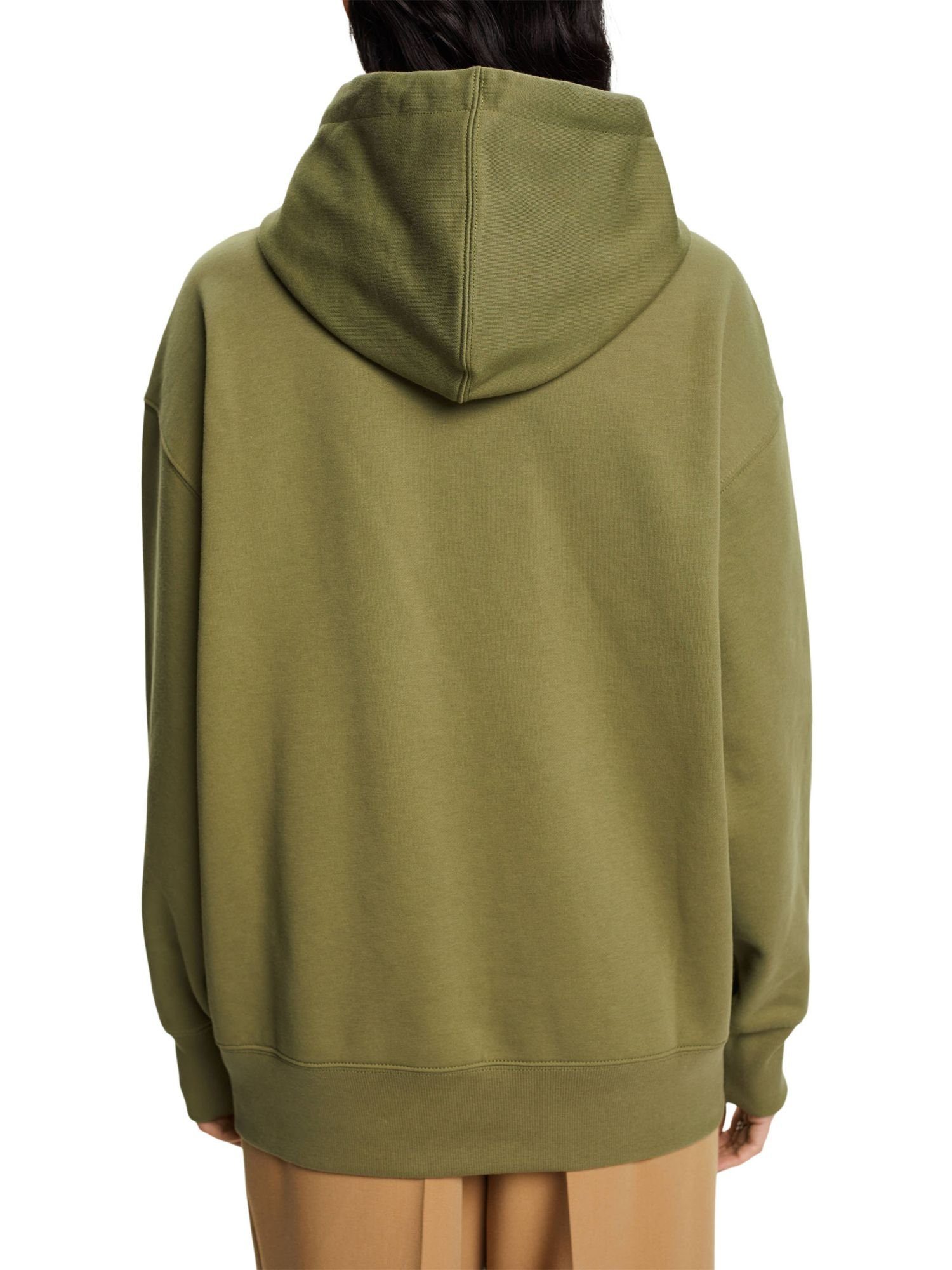 (1-tlg) OLIVE Esprit aus Fleece Logo-Hoodie Sweatshirt
