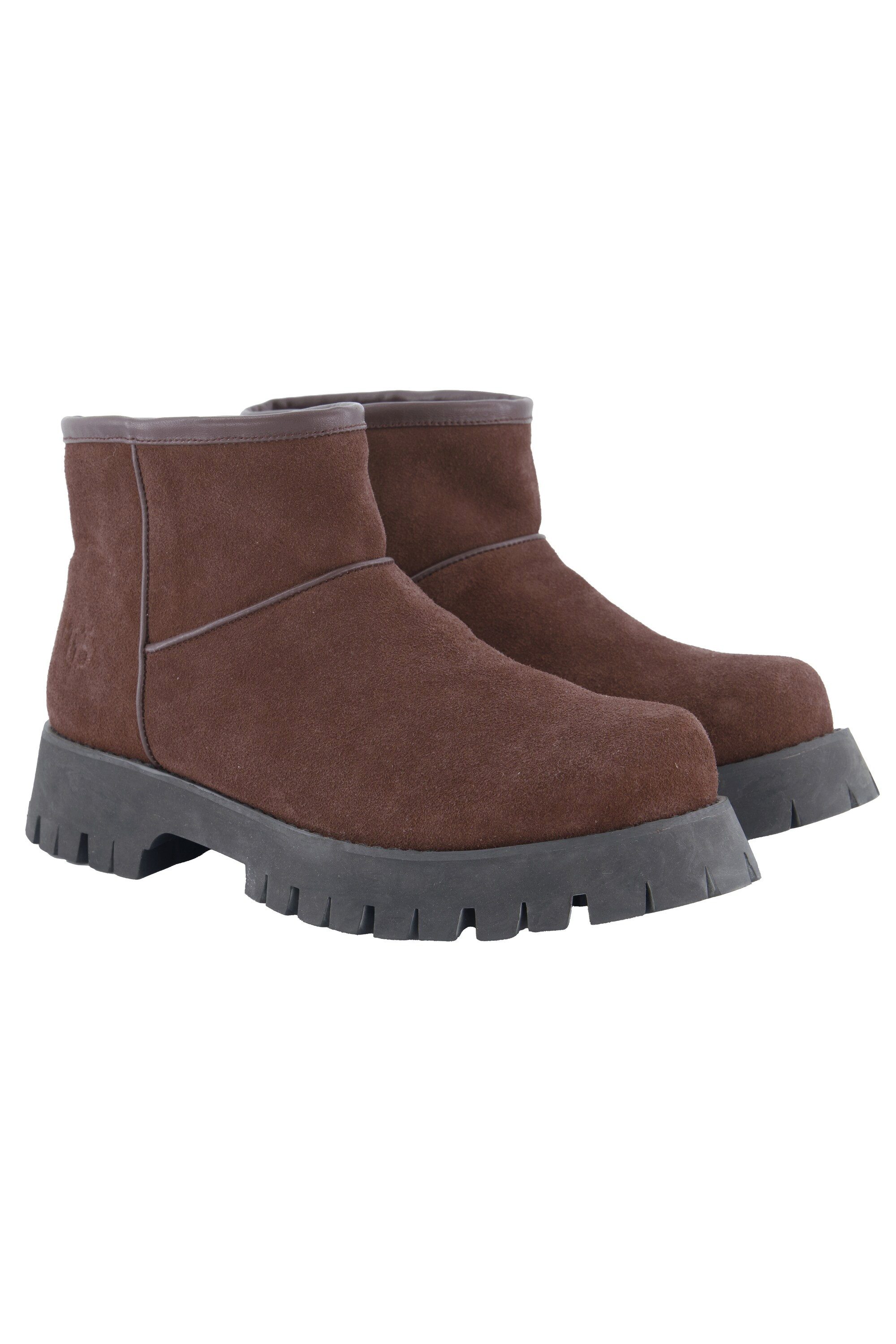 Ulla Popken Veloursleder-Boots Chunky-Look Teddyfutter Weite H Stiefelette