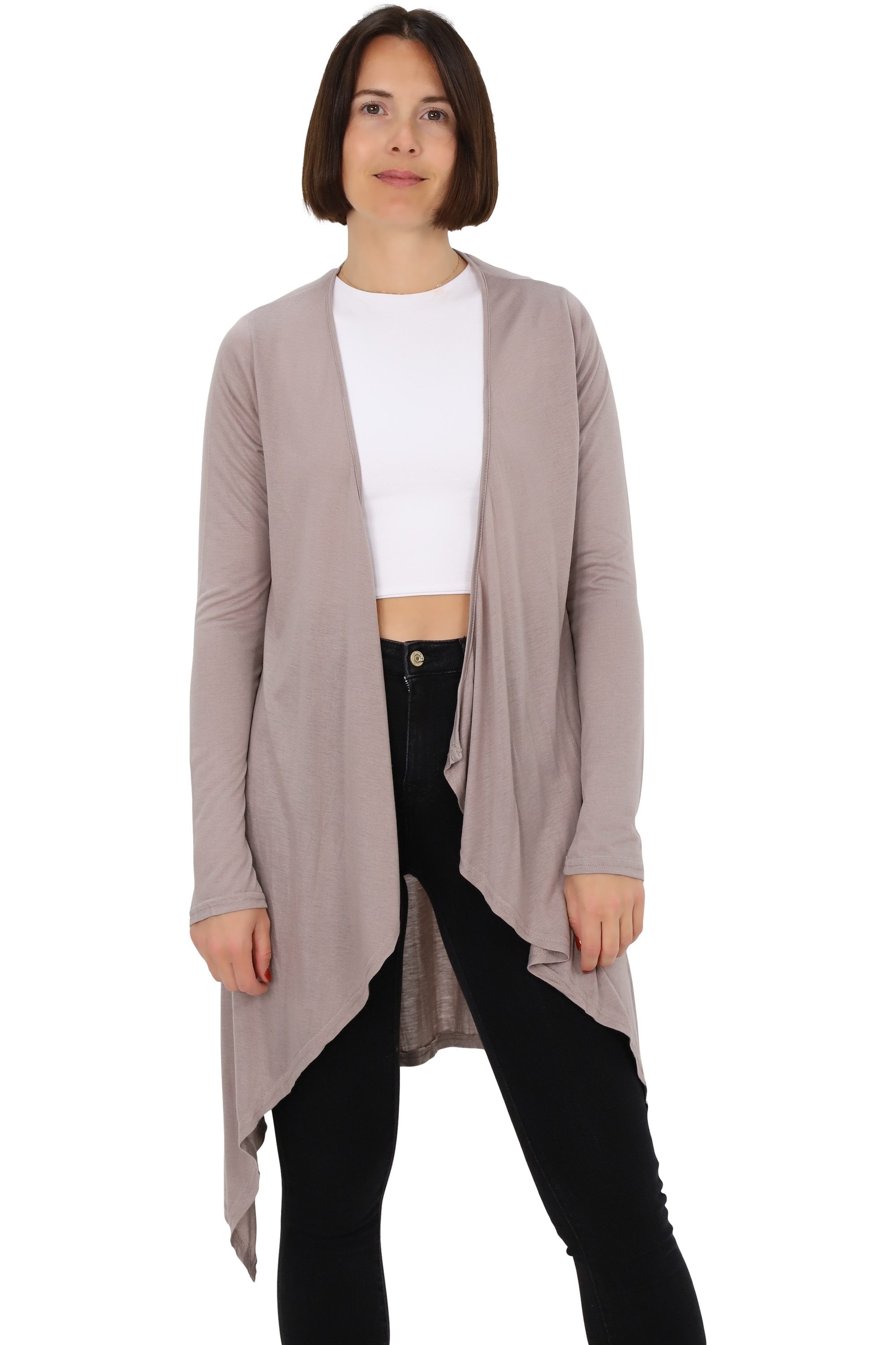 Cardigan malito Damen Cardigan langarm asymetrisch 806
