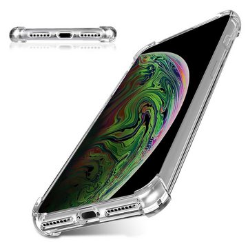 CoolGadget Handyhülle Transparent als 2in1 Schutz Cover Set für das Apple iPhone X / Xs 5,8 Zoll, 2x Glas Display Schutz Folie + 1x TPU Case Hülle für iPhone X / Xs