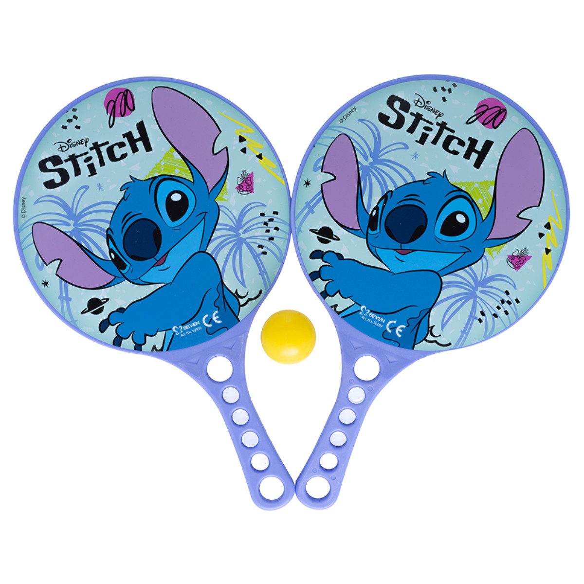 Disney Beachballschläger Stitch 2 Stück Strandspiel Set mit Ball leichtes Spielzeug, (Spar-Set, 3-tlg)