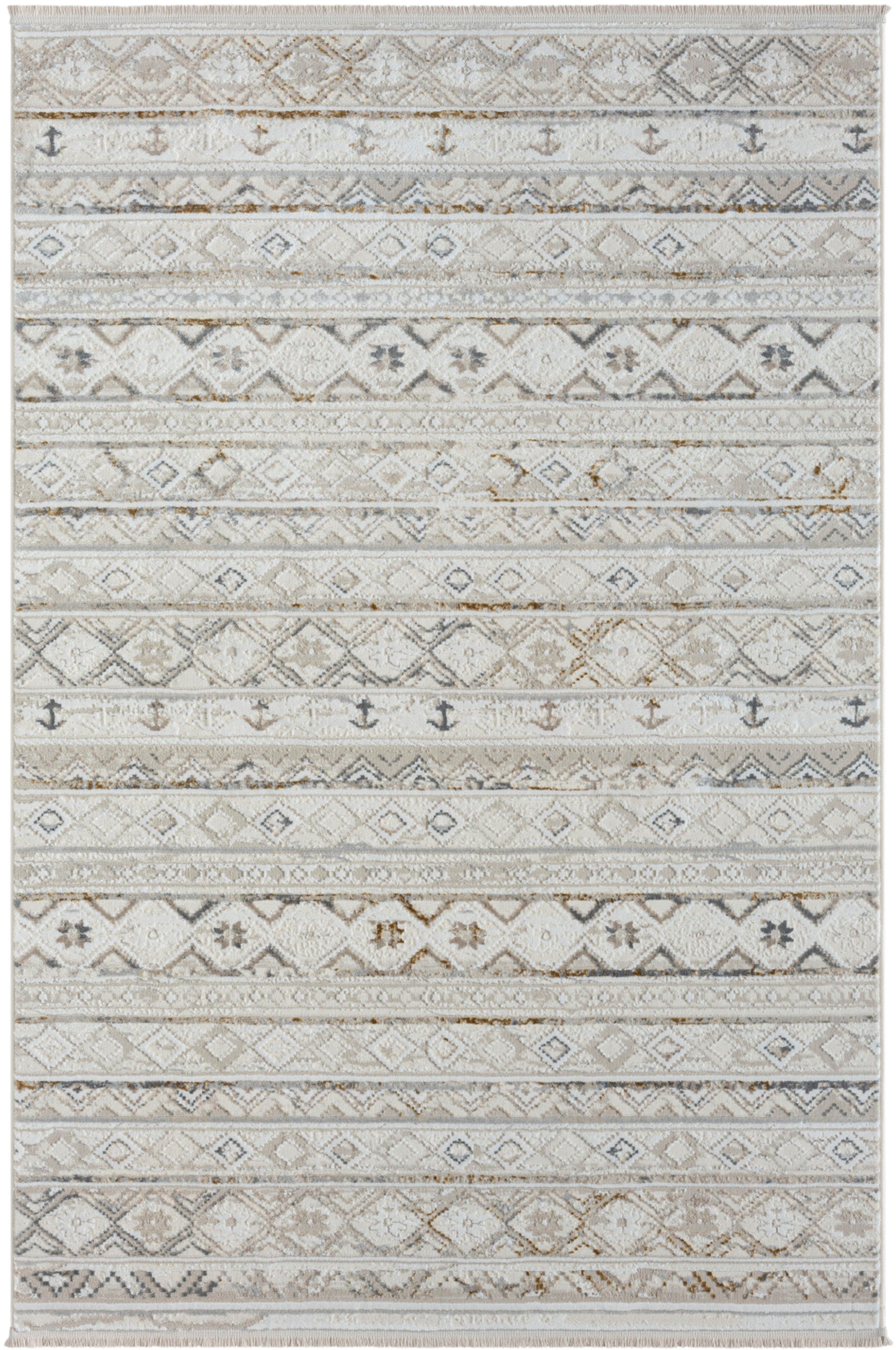 Myflair Möbel & Accessoires Teppich My Nomady, LAGERRÄUMUNG!, rechteckig, Höhe: 10 mm, Kurzflor, Scandi-Design, besonders weich durch Microfaser, mit Fransen