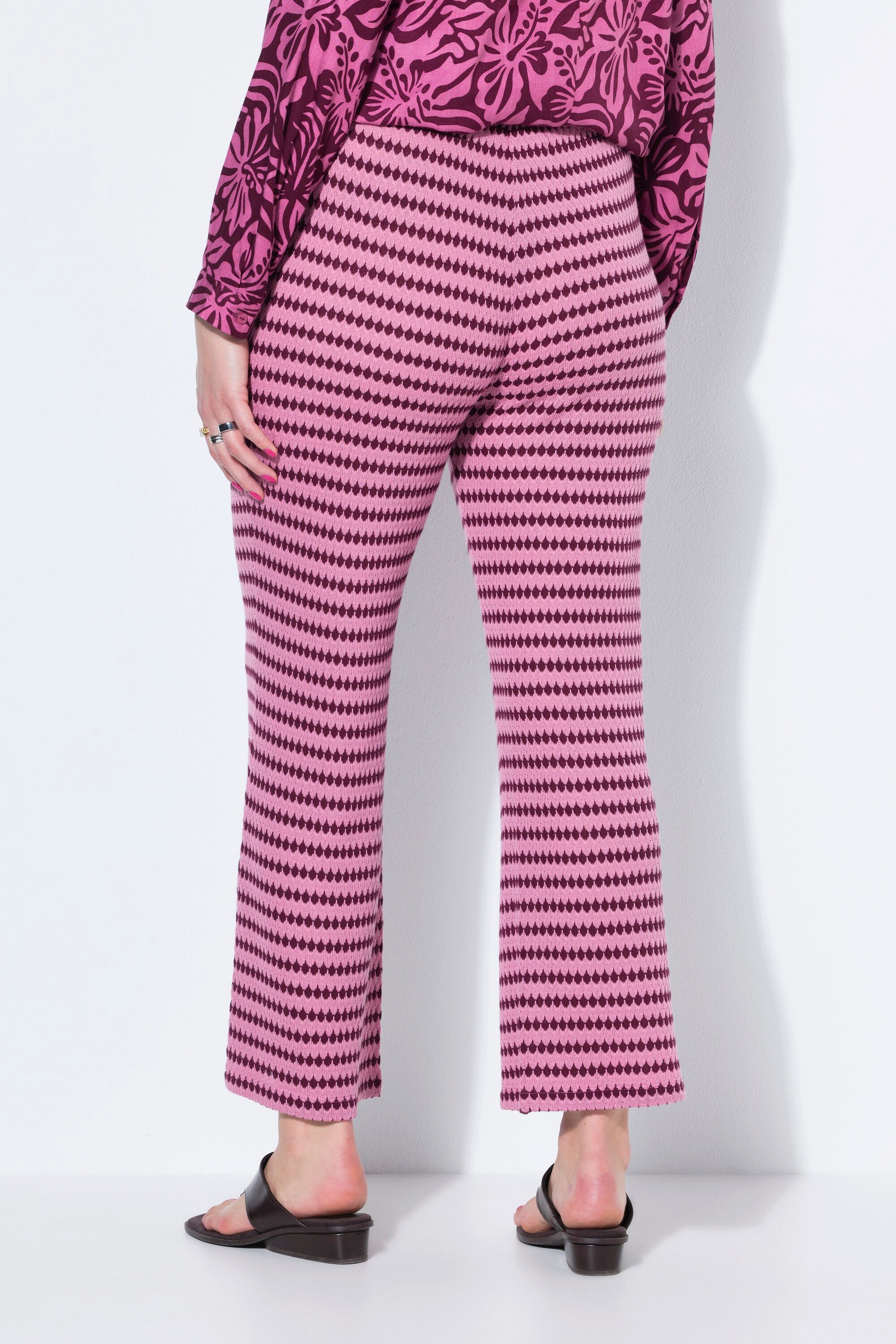 Studio Untold Schlupfhose Hose Wide Legs Struktur Muster Elastikbund