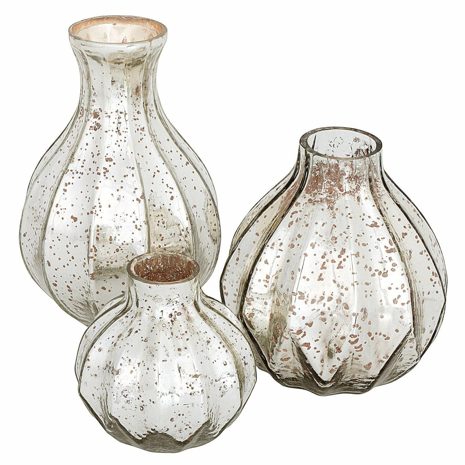 Mirabeau Tischvase Vase 3er Set Frido antiksilber günstig online kaufen