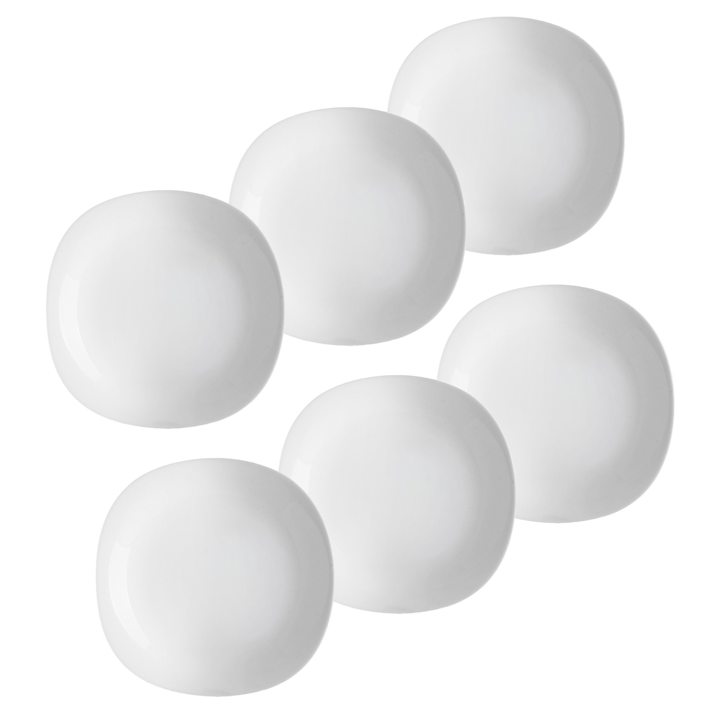 Annastore Geschirr-Set 6er Set Opal Geschirr weiß Speiseteller Suppenteller Dessertteller, 6 Personen, Eckige Teller, Stoßfest, Bruchfest