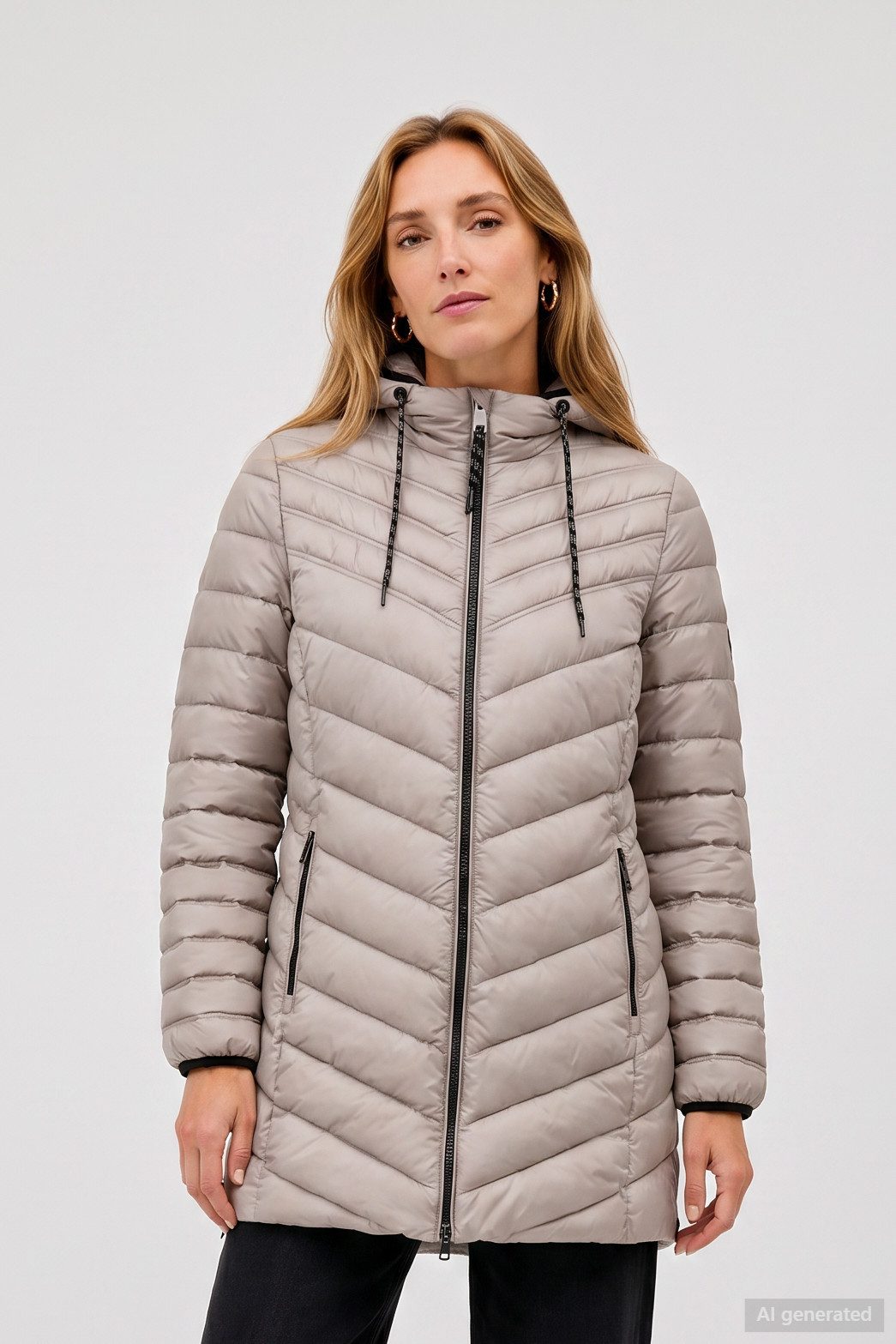 Barbara Lebek Steppjacke lange Damenjacke, warme Übergangsjacke mit seitlichen Reißverschlüssen
