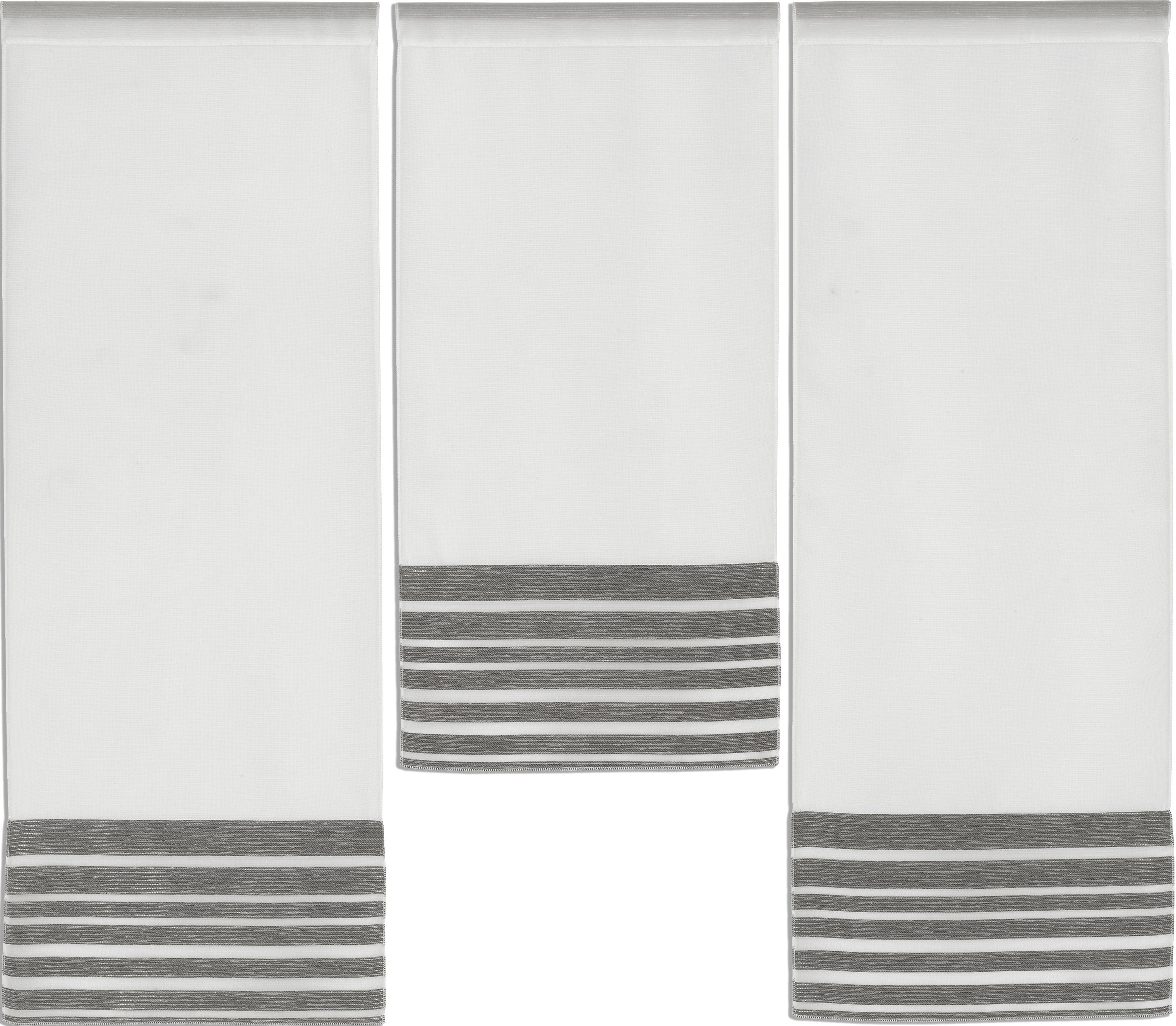 EXPERIENCE Scheibengardine 3er Set Miniflächen Scheibengardine Küchengardine Tunnelzug Fensterspitze Flächenvorhang mit Umhang Weiß Anthrazit Petrol Bistrogardine, Store