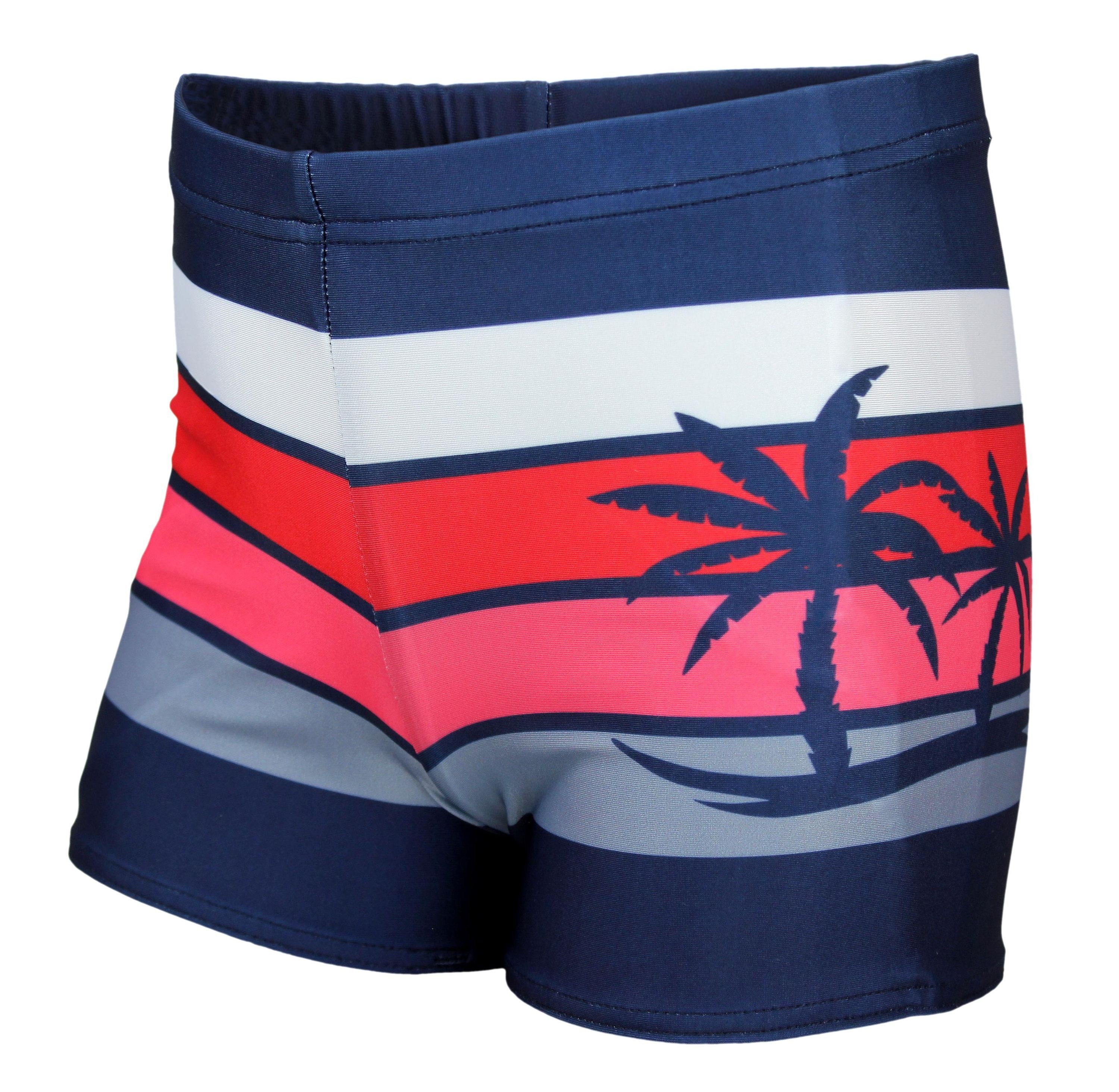 Dunkelblau / Rot / Palmen