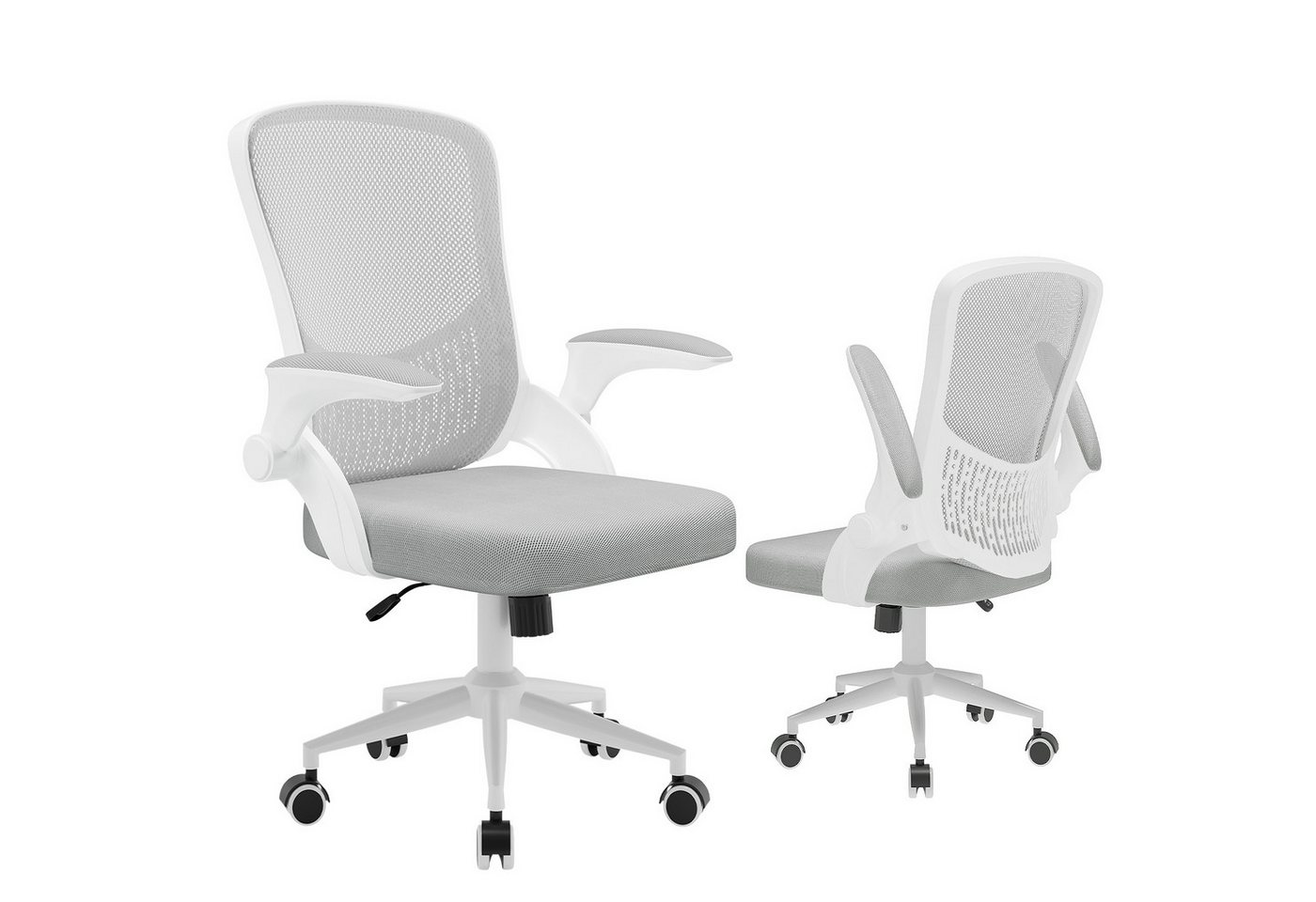 ZAISZE Bürostuhl Ergonomischer Bürostuhl mit 90° Armlehnen & Atmungsaktiver Netzbezug (Set), 7 cm dickes, hochdichtes Schwammkissen