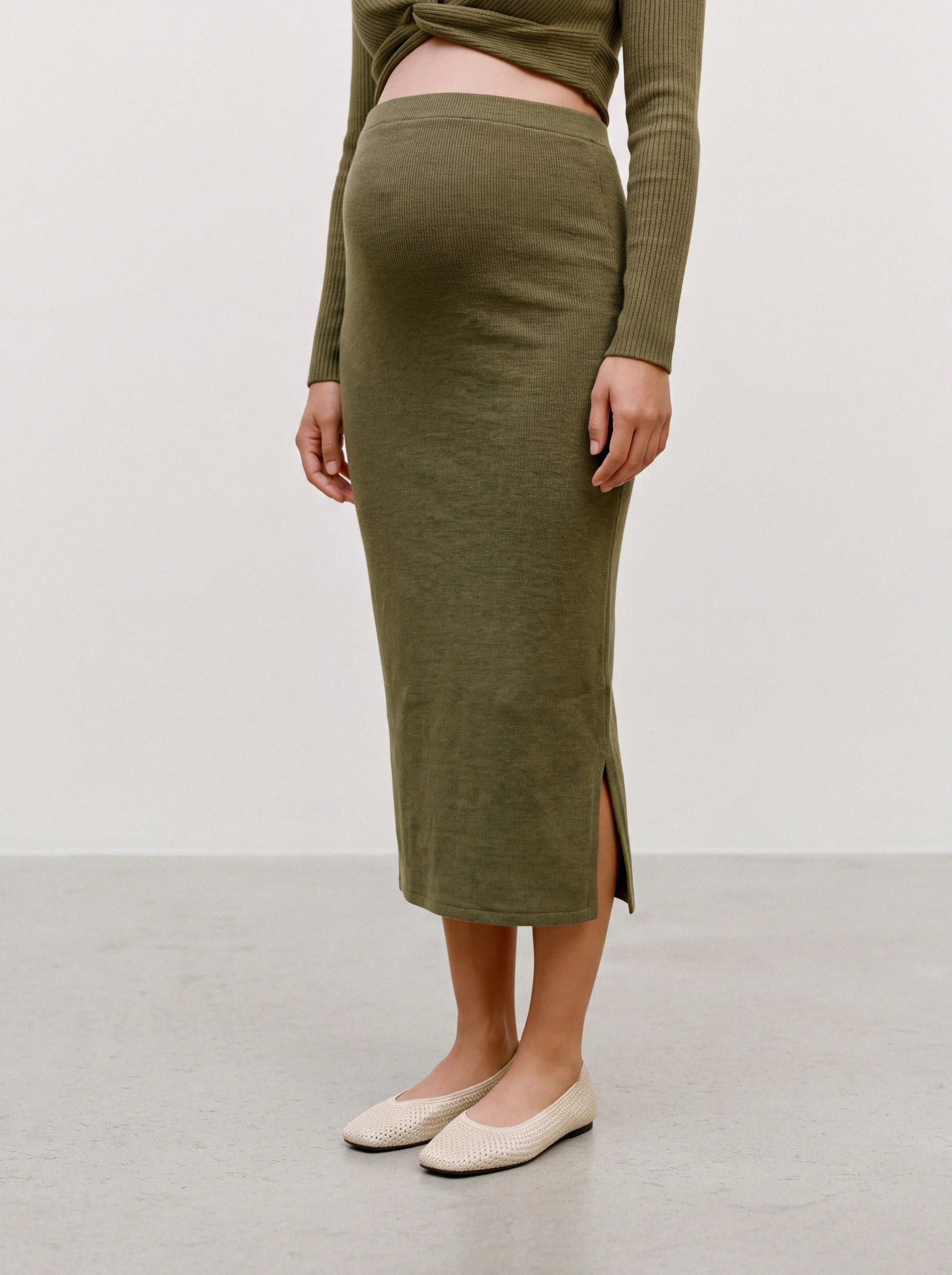 Mamalicious Midirock MLMELONI JRS MIDI SKIRT HW NOOS Materialmix, High Waist