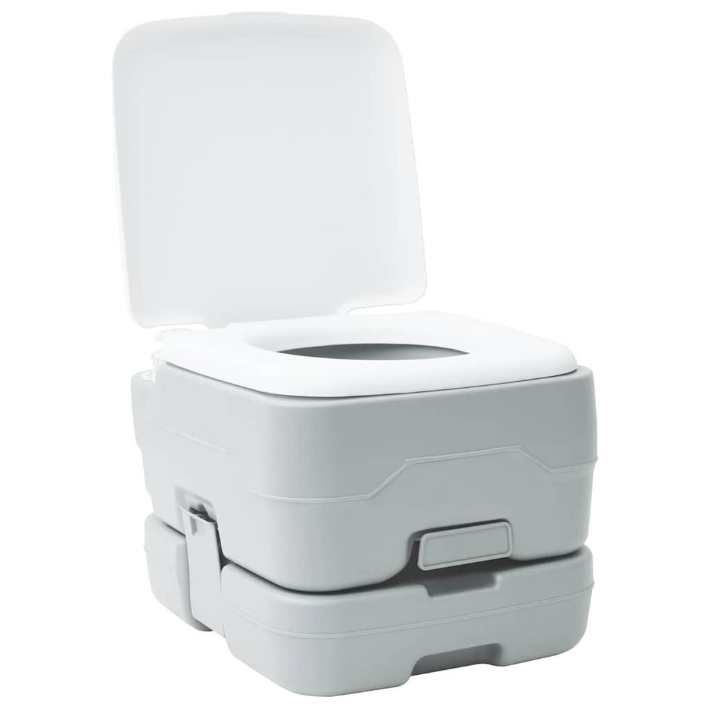 vidaXL Campingtoilette Camping-Toilette Grau und Weiß 41,5 x 36,5 x 30 cm Polyethylen, (1-St)